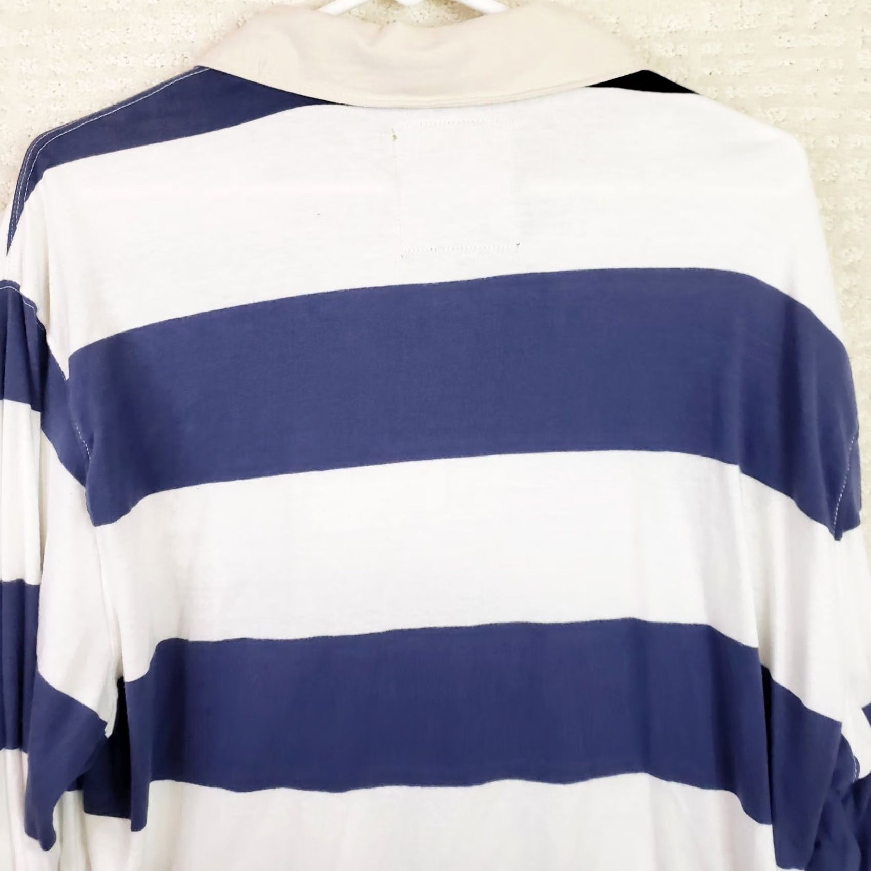 Ralph Lauren Lauren Ralph Lauren Red Camel Mens XL White & Blue Stripe Long Sleeve Rugby Shirt Logo Shirt Wool? (Not Wool) Size US XL / EU 56 / 4 - 7 Thumbnail