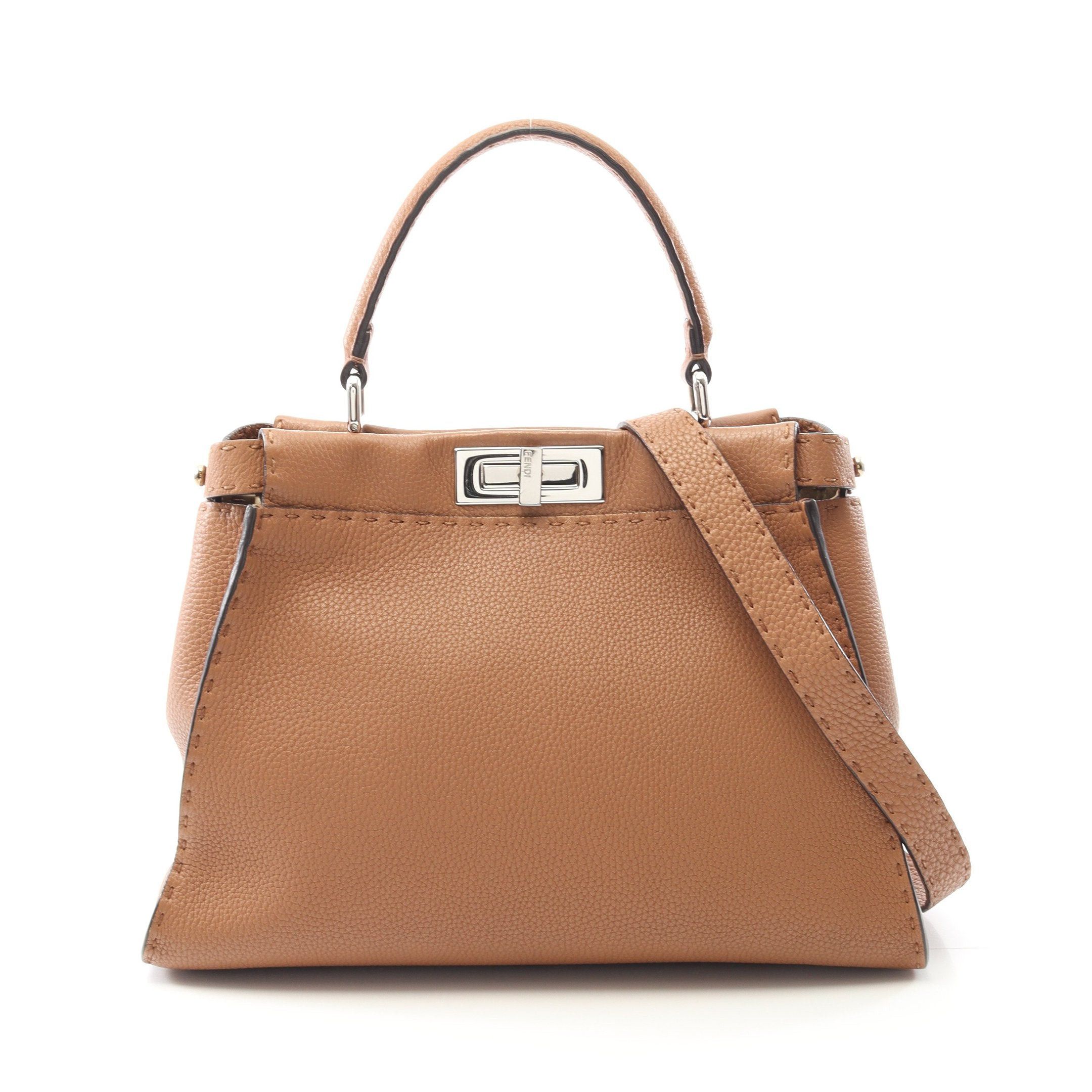 Fendi Fendi Peekaboo Regular Handbag Leather Light Brown Size ONE SIZE - 1 Thumbnail