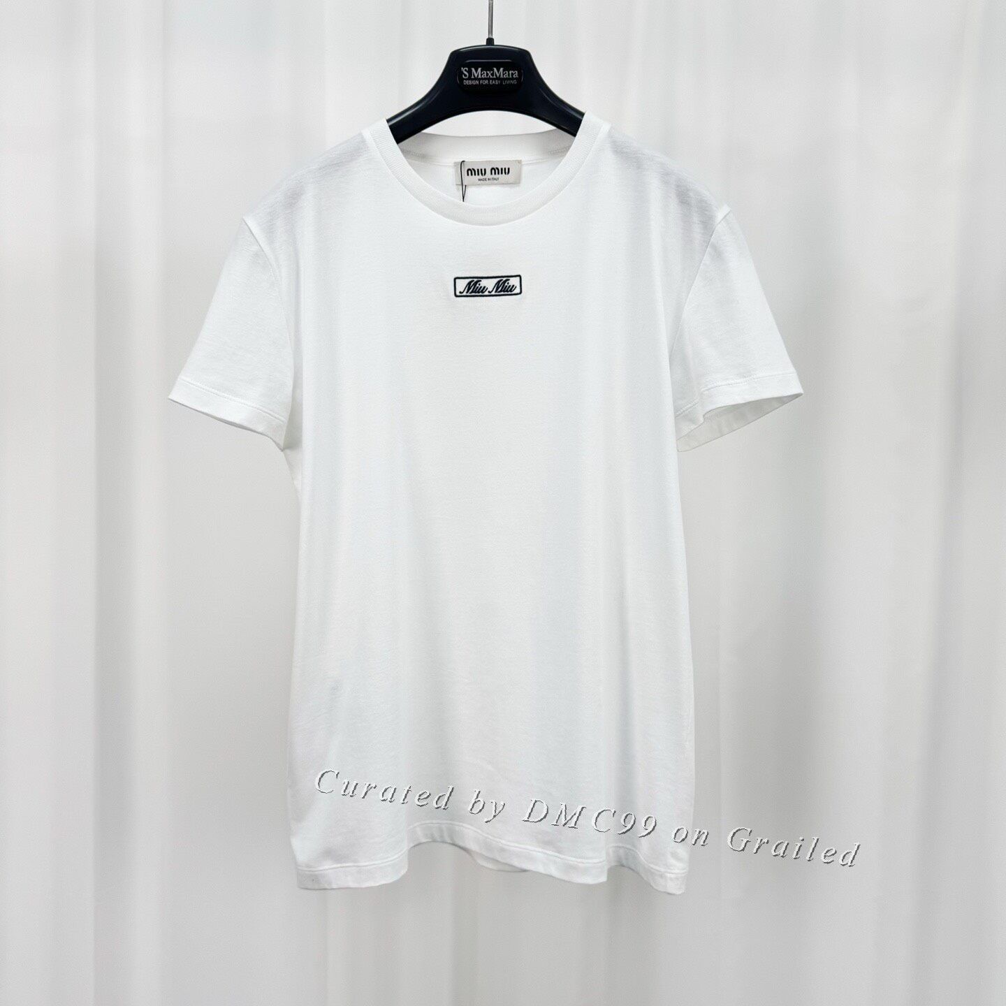 Miu Miu Miu Miu Embroidered Script Letter T-Shirt Size S / US 4 / IT 40 - 1 Thumbnail