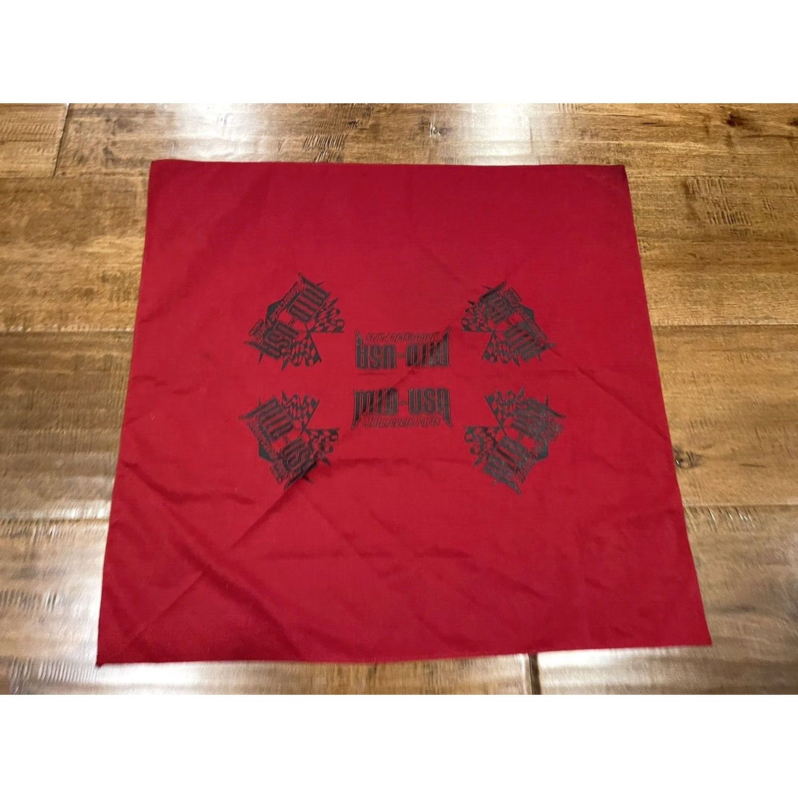 Vintage Mid-USA Motorcycle Parts Red Bandana Handkerchief Mens Motorcycle Size ONE SIZE - 2 Thumbnail