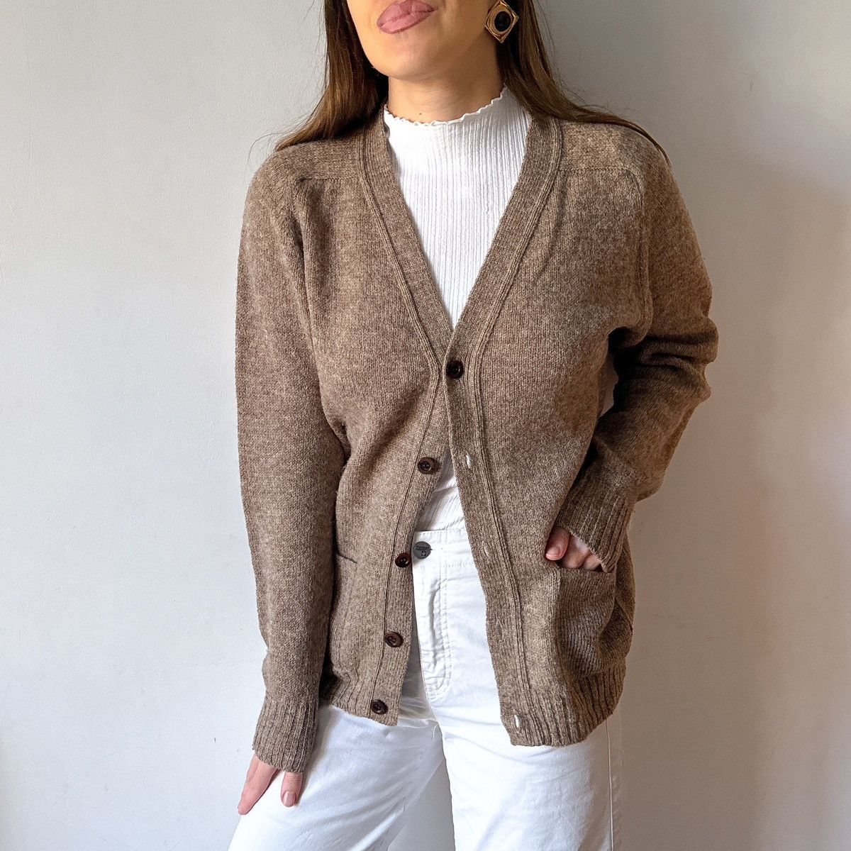 Alan Paine Alan Paine vintage 80s wool beige cardigan buttons Size US S / EU 44-46 / 1 - 2 Thumbnail