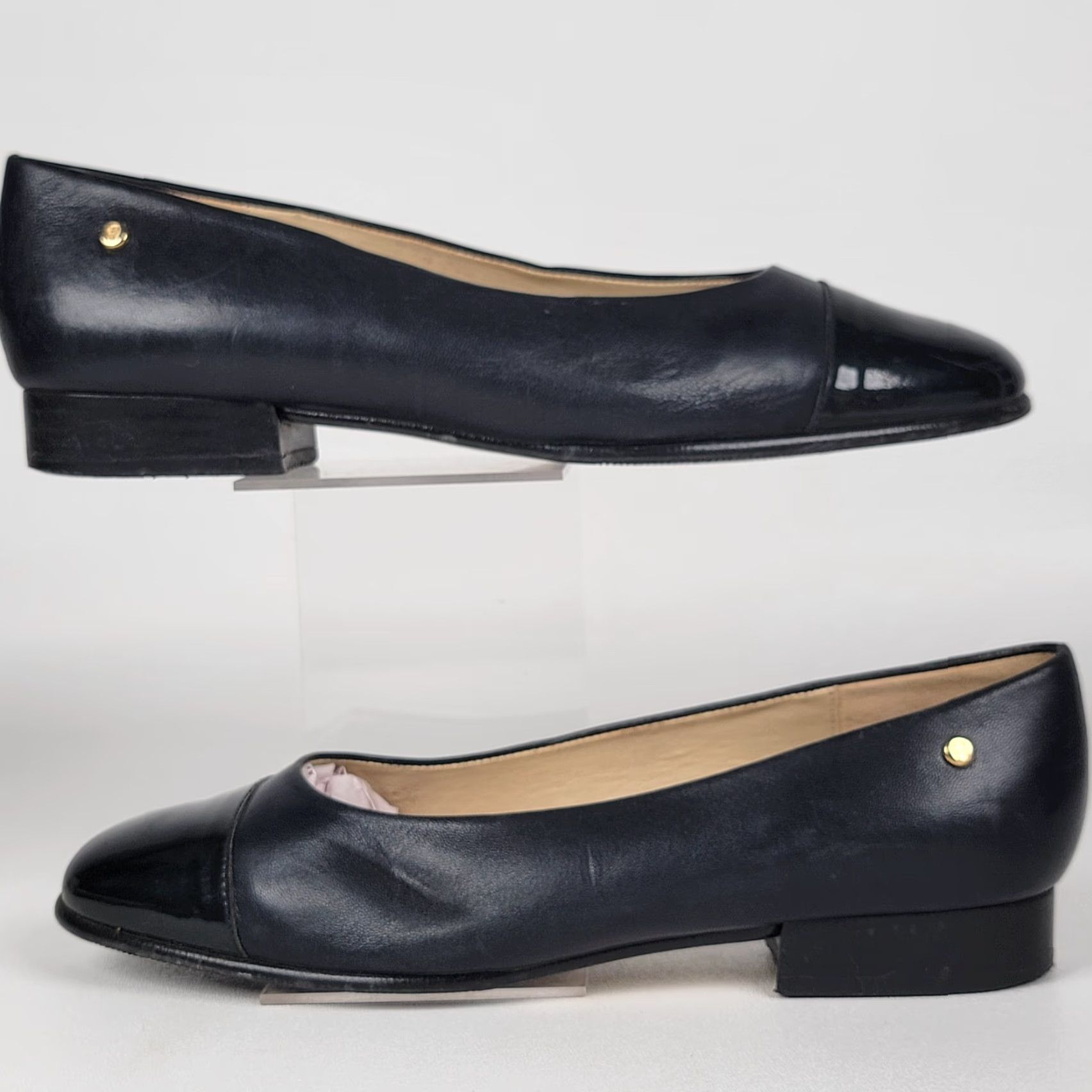 Etienne Aigner Etienne Aigner Ladies Strada Pumps Shoes Black Leather Square Toe 7M Slip On Heel Cone Cap Toe Womens Shoes Size US 7 / IT 37 - 4 Thumbnail