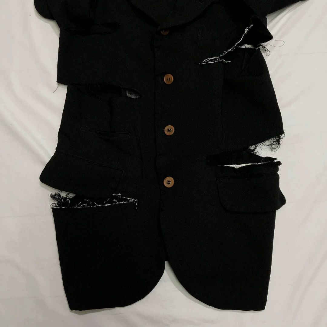 Comme des Garcons CDG SS19 Crazy Suits Slash Cut-Out Polyester Jacket Black XS Size US XS / EU 42 / 0 - 4 Thumbnail