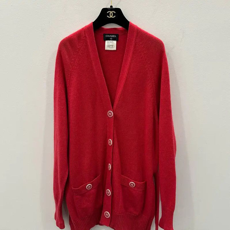 Chanel Chanel Red Wool Cardigan for Women 0089 Size M / US 6-8 / IT 42-44 - 1 Thumbnail