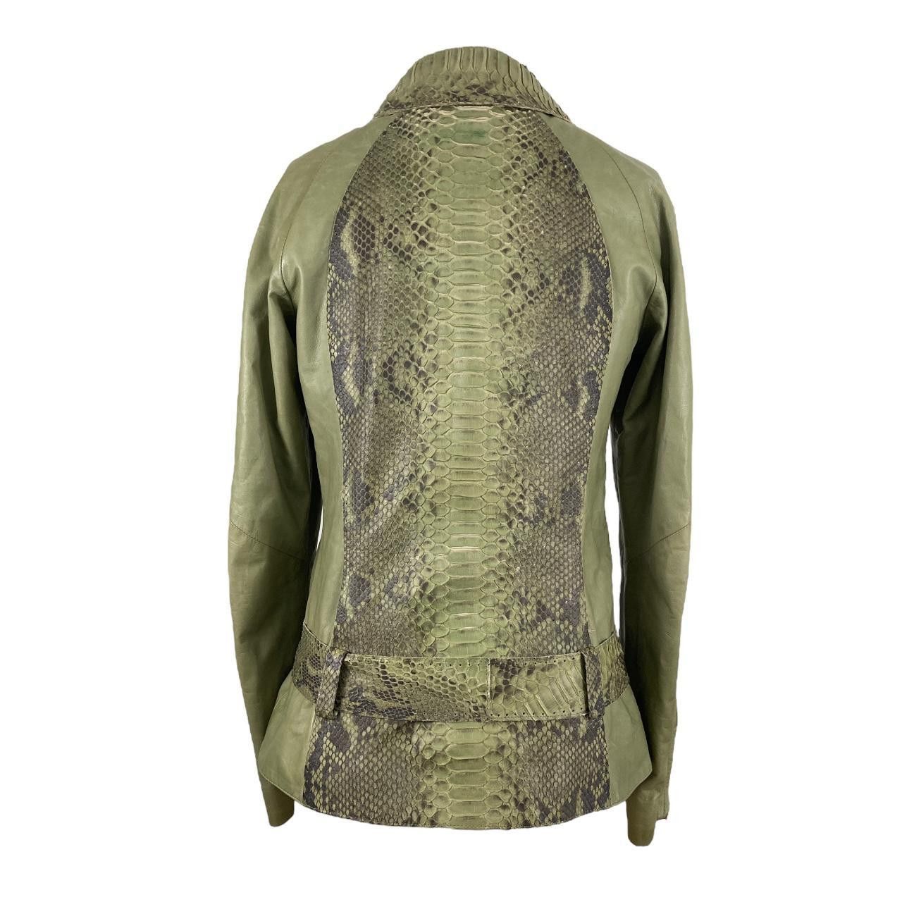 Roberto Cavalli lime green y2k leather snakeskin moto biker jacket Size S / US 4 / IT 40 - 2 Thumbnail