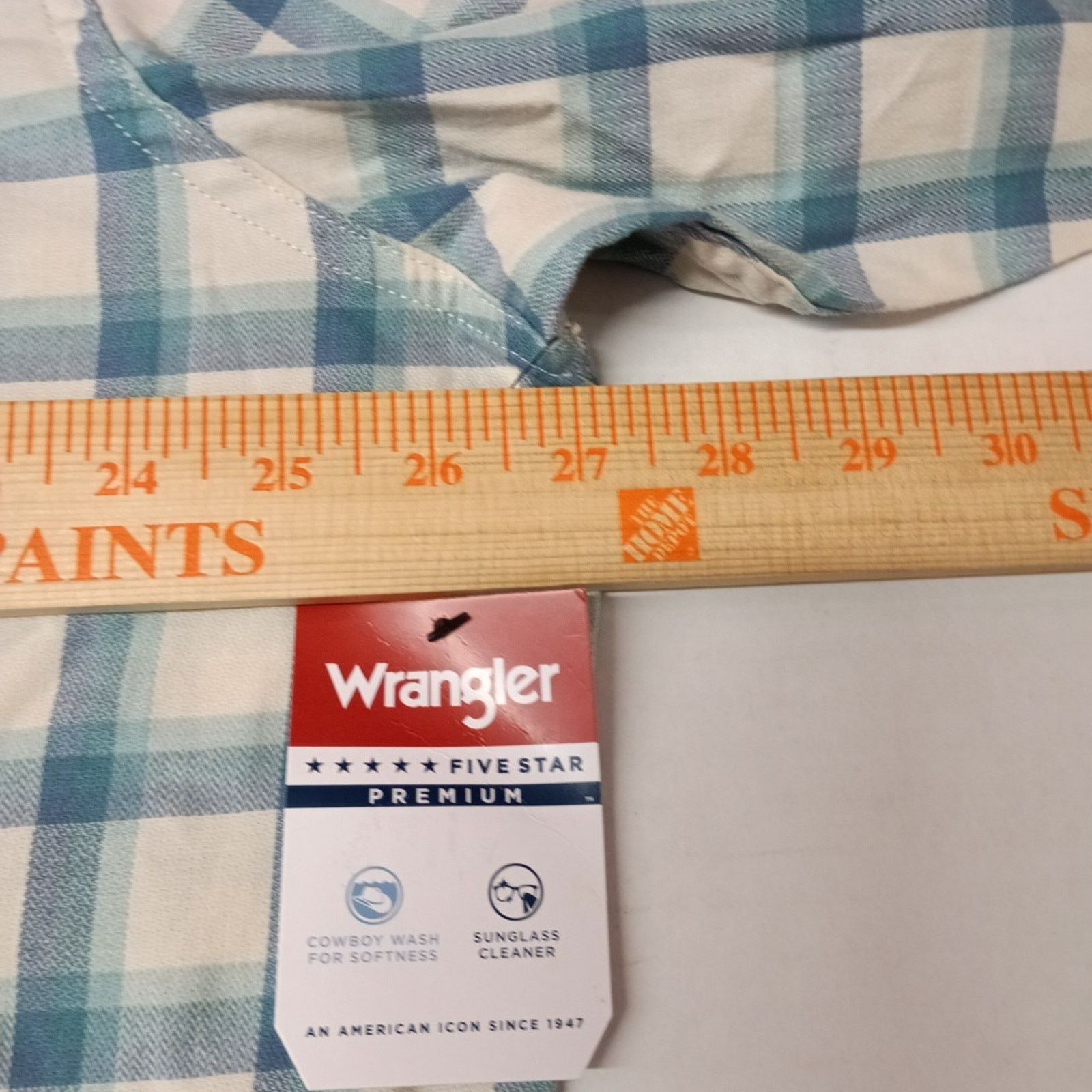 Wrangler Wrangler Cowboy Wash Twill Shirt Men's 2XL Nile Blue Checker Size US XXL / EU 58 / 5 - 5 Thumbnail