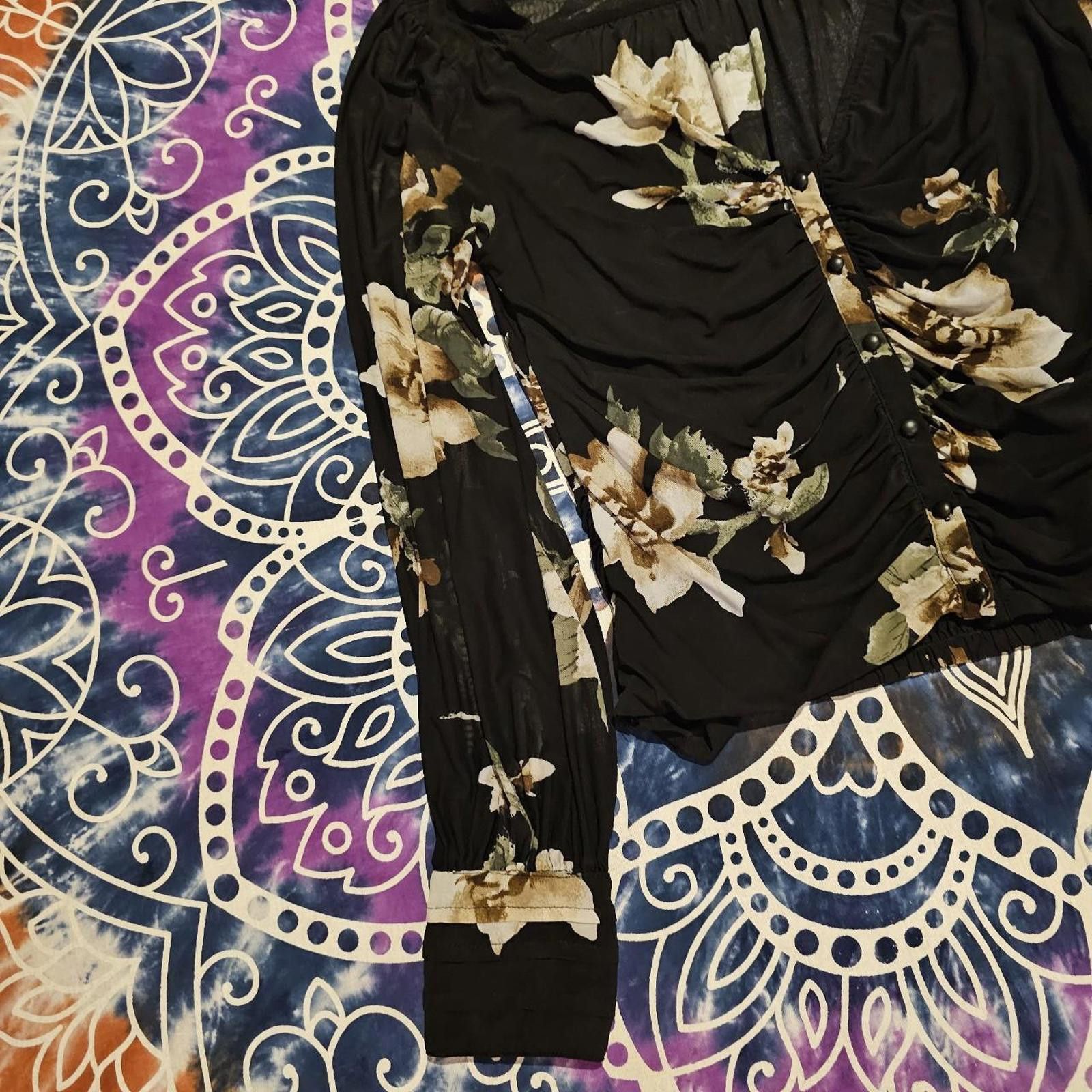 Designer Gimmicks Women's Floral Large Blouse Size L / US 10 / IT 46 - 3 Thumbnail