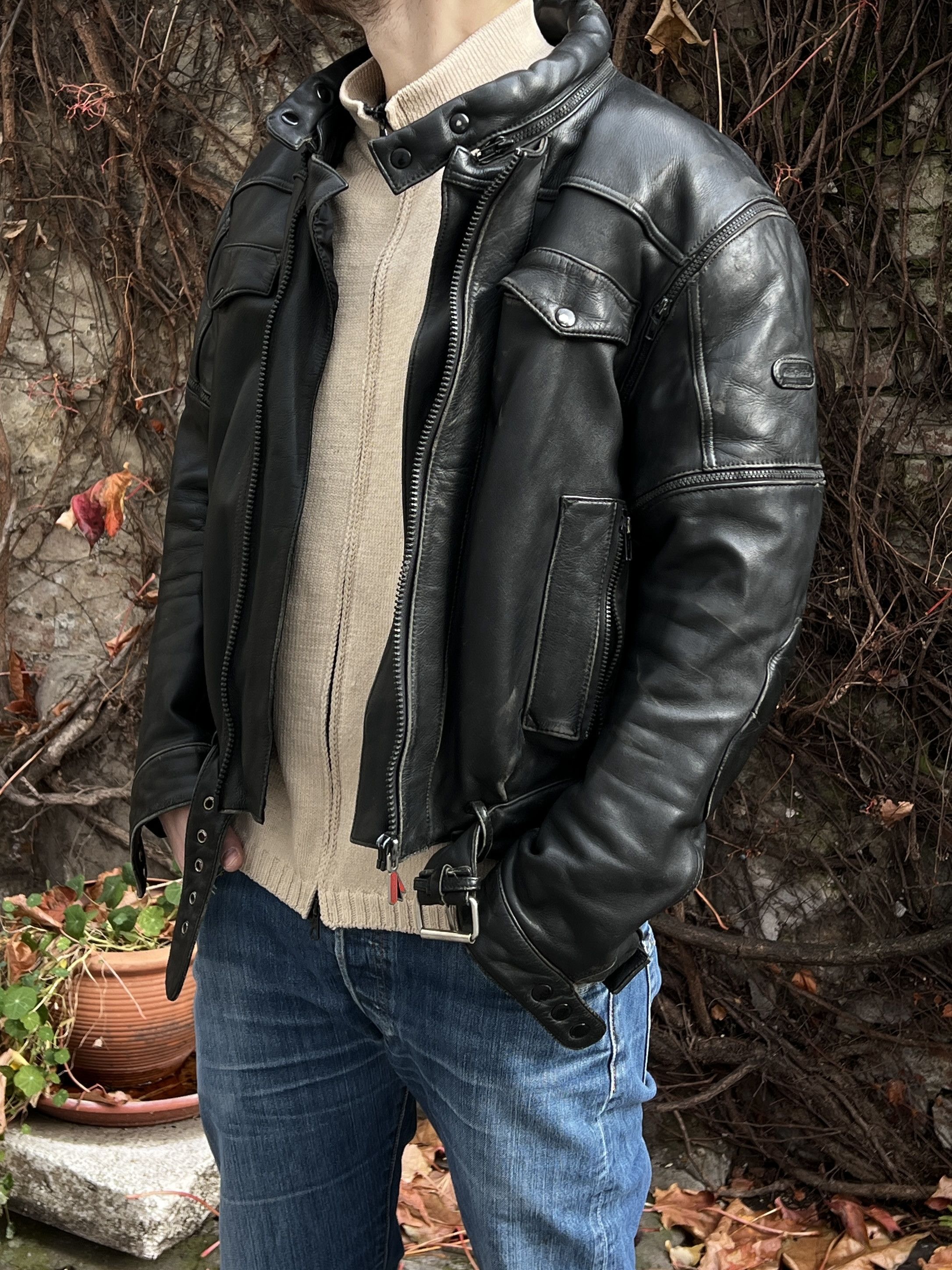 If Six Was Nine Rare Asymmetric rick owens type leather bomber racing jacket Size US M / EU 48-50 / 2 - 7 Thumbnail