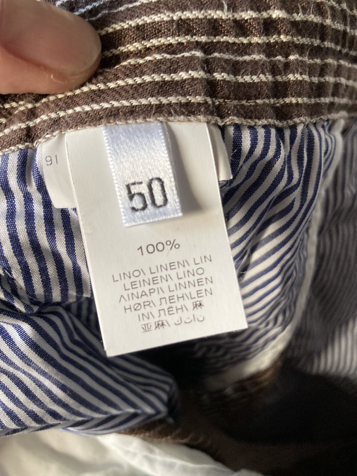 Brunello Cucinelli Brunello Cucinelli Brown Striped 100% Linen Shorts Size US 34 / EU 50 - 5 Thumbnail
