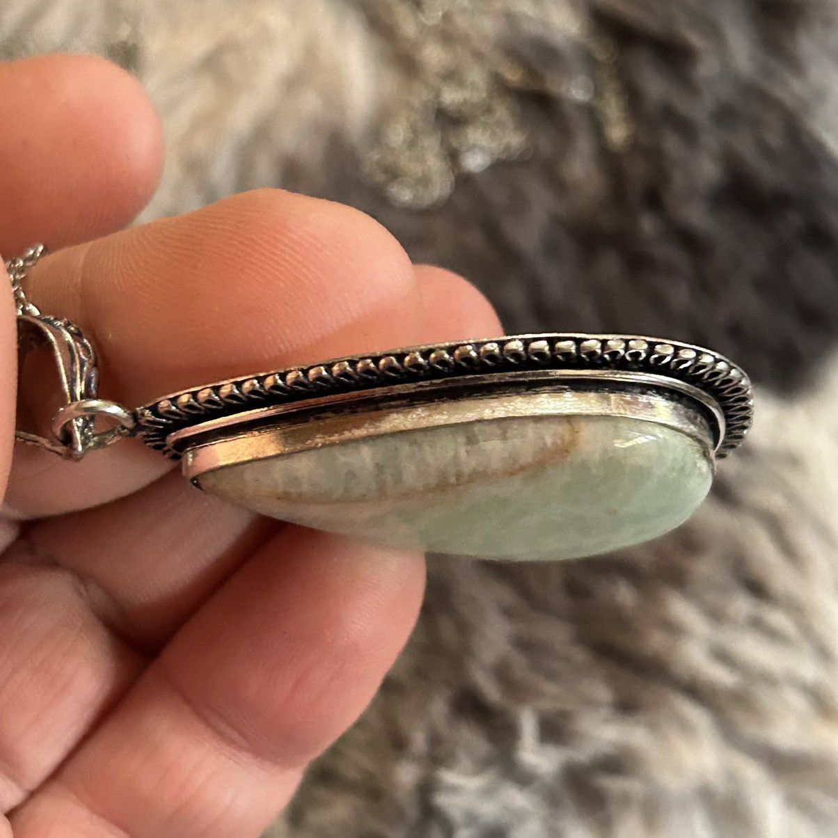 Handmade Handcrafted framed teardrop amazonite 925 sterling necklace Size ONE SIZE - 7 Thumbnail