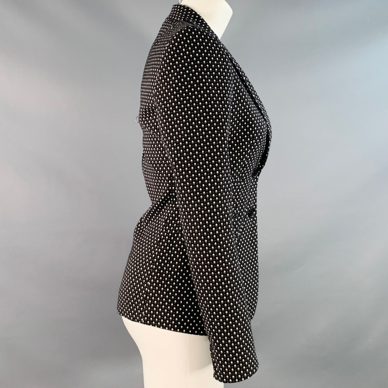 Akris Black White Cotton Diamond Single Breasted Jacket Blazer Size XS / US 0-2 / IT 36-38 - 3 Thumbnail