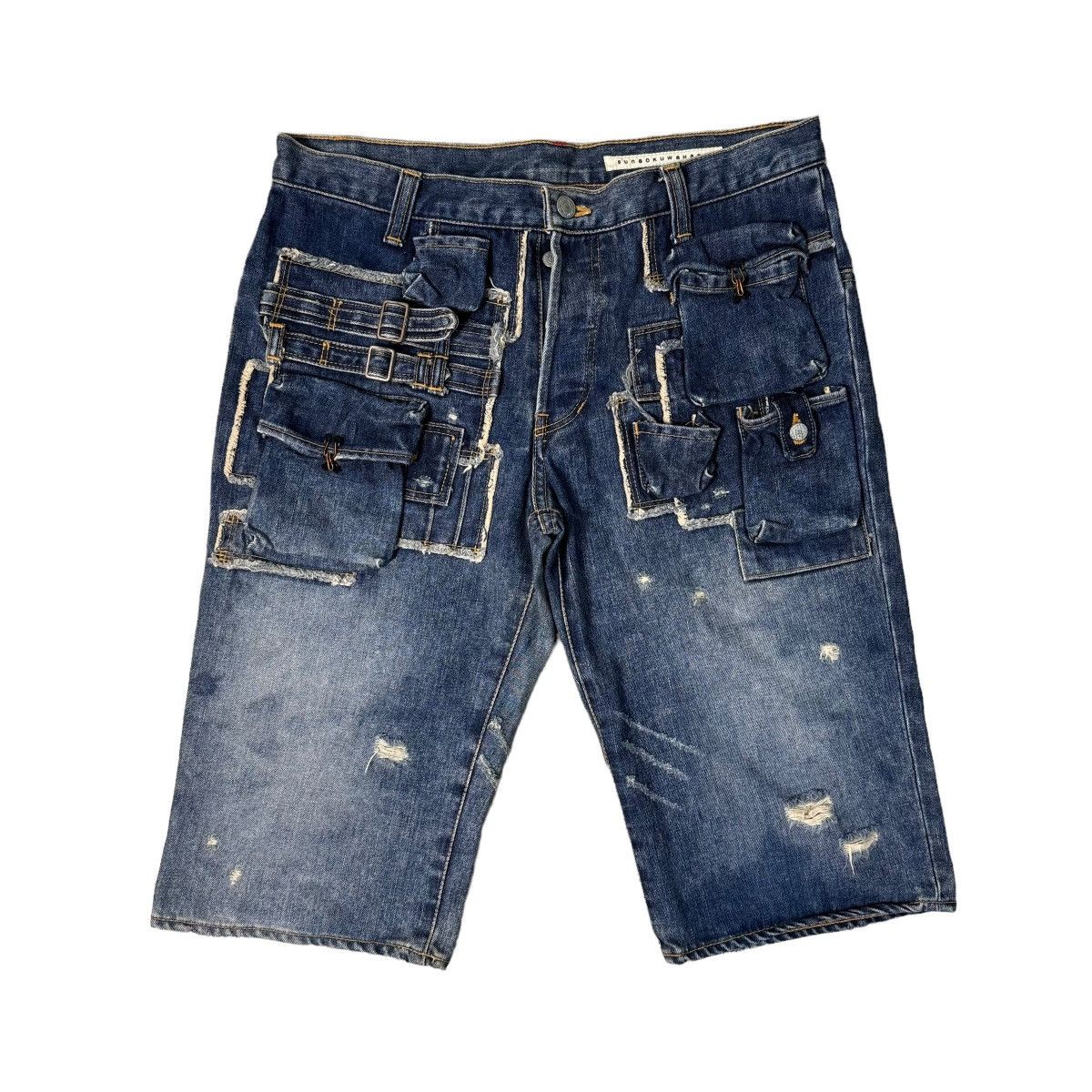 image of If Six Was Nine x Issey Miyake Sunao Kuwahara Multi Pocket Denim Short in Blue Denim (Size 33)