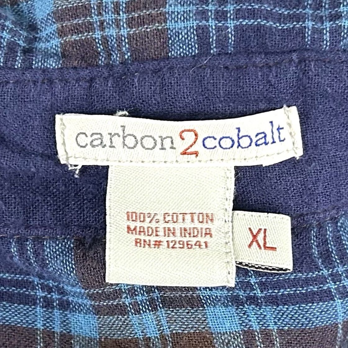 Carbon2Cobalt Carbon 2 Cobalt XL Flannel Shirt Blue Plaid Cotton Button Front Casual Shirt Men XL Blue Plaid Cotton Button-Front Long Sleeve Collared Shirt Size US XL / EU 56 / 4 - 3 Thumbnail