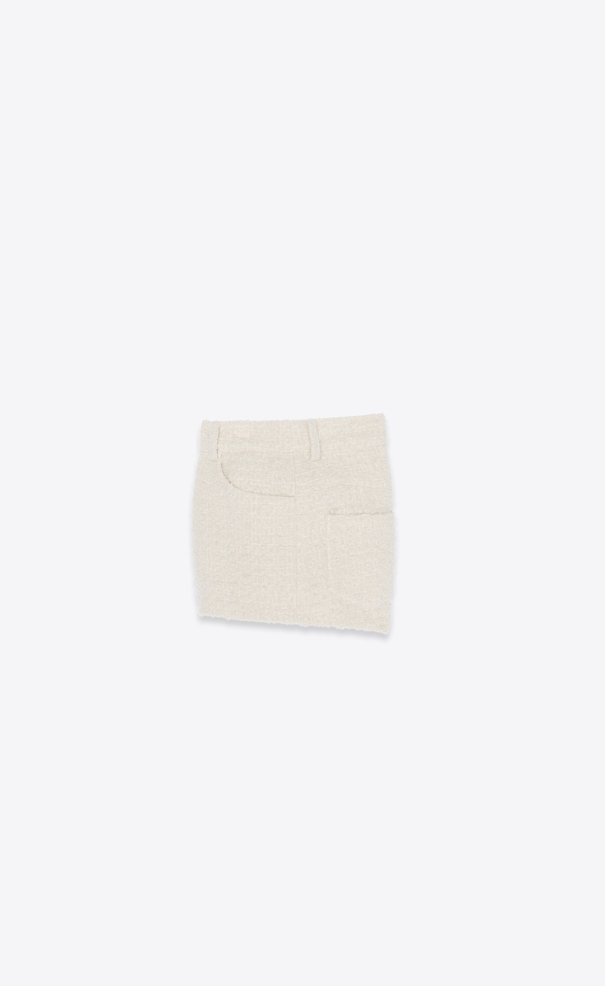 Saint Laurent Paris o1s1wg110225 682858 Shorts in Tweed in White Size 30" / US 8 / IT 44 - 2 Thumbnail