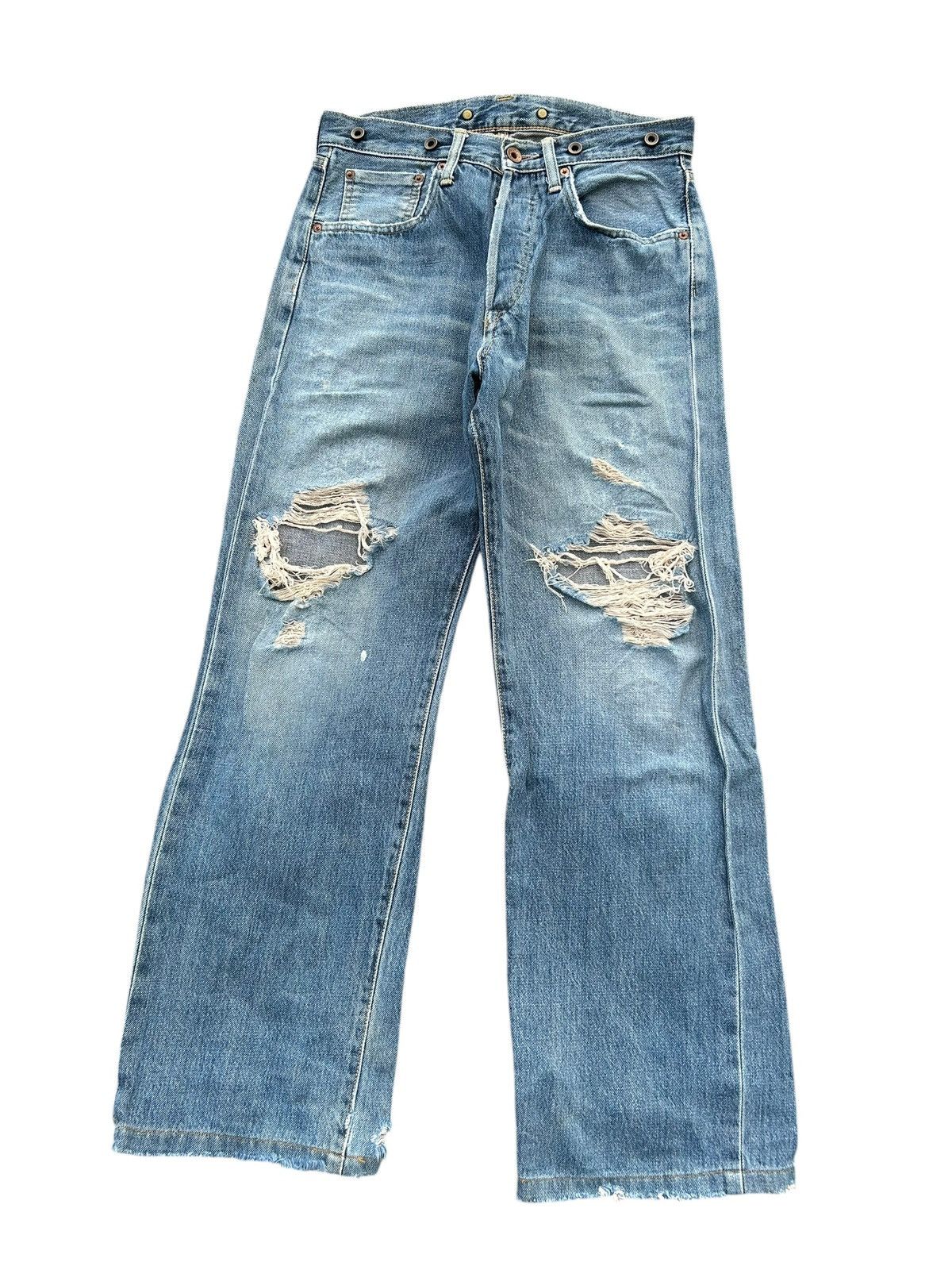 Japanese Brand × Kapital × Vintage Edwin Selvedge Buckle Back Distressed Denim Jeans Size US 29 - 4 Thumbnail