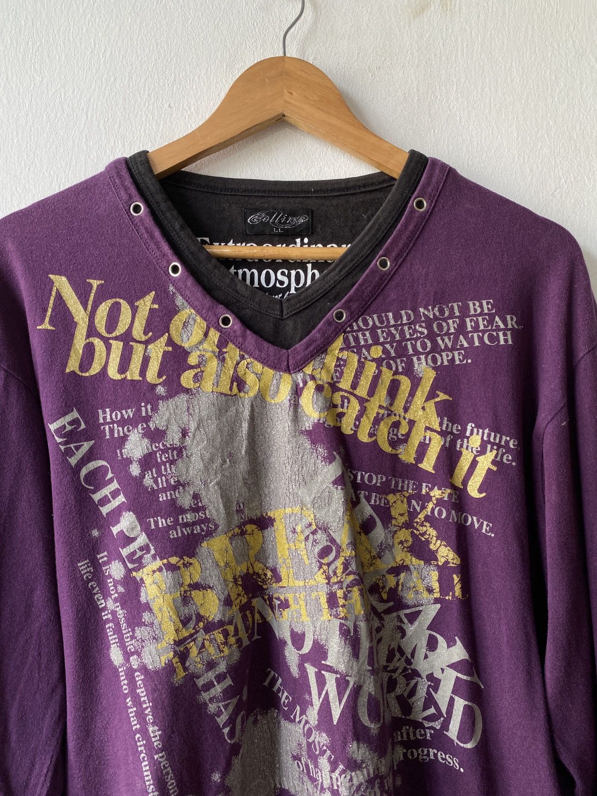 If Six Was Nine Collins Japan Poem Design Double Collar Long Sleeve Size US L / EU 52-54 / 3 - 5 Thumbnail