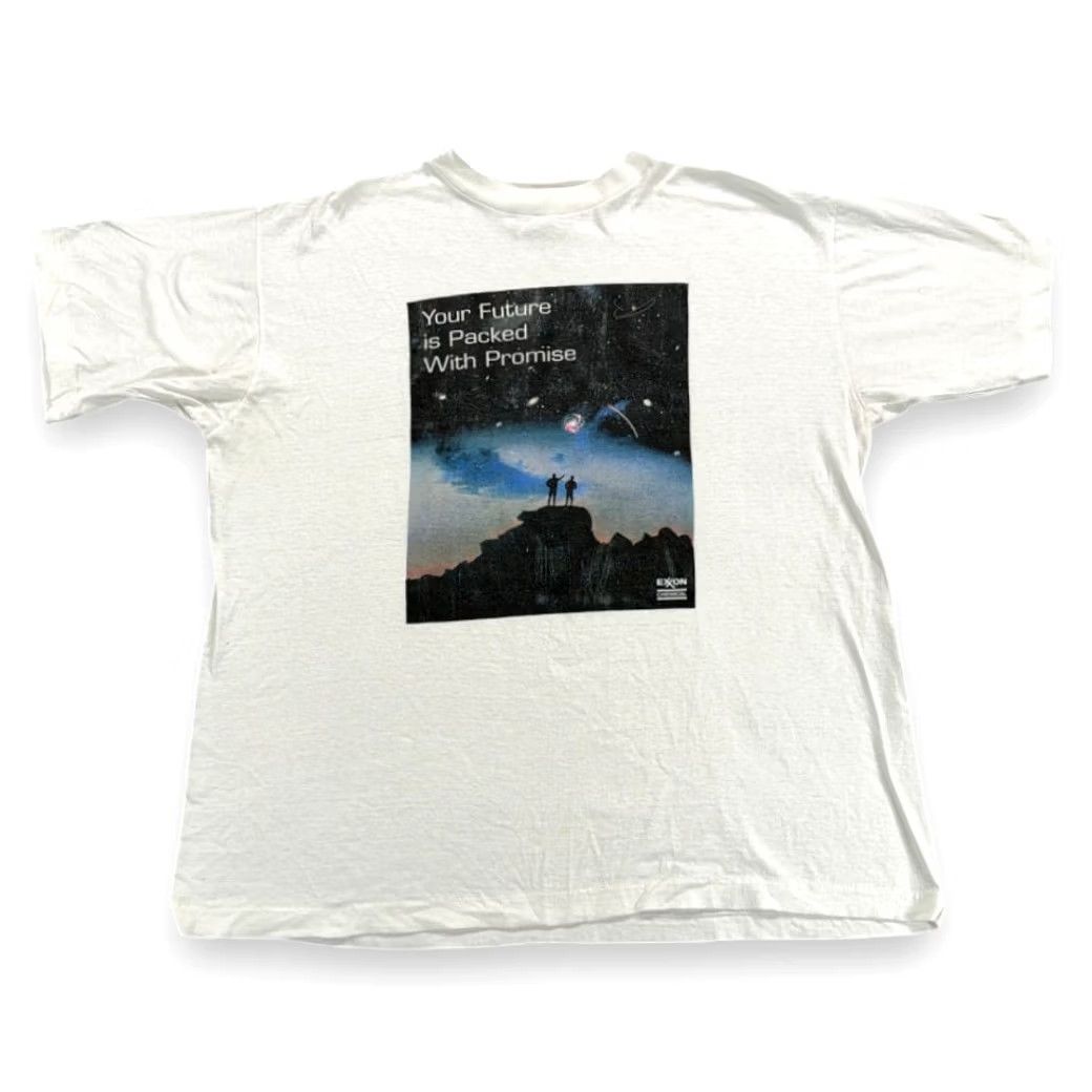 GAS VINTAGE Exxon Shirt Adult XL White 90s Exxon Logo Future Promise Cotton T-Shirt Men XL White 90s Vintage Shoes? Size US XL / EU 56 / 4 - 2 Thumbnail
