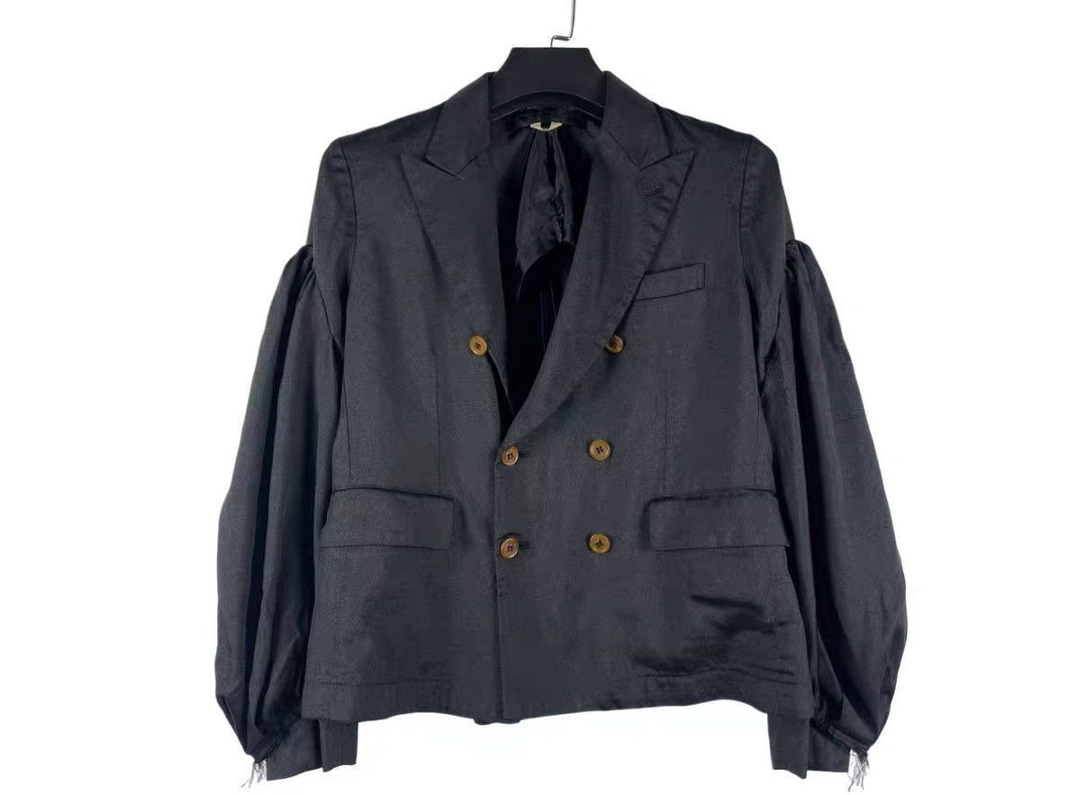 Comme des Garcons Black Double-Breasted Puff Sleeve Blazer Size US M / EU 48-50 / 2 - 1 Thumbnail