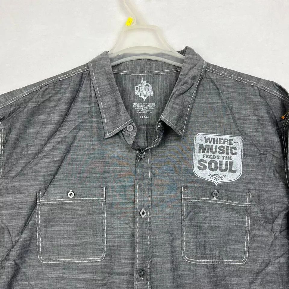 Other House Blues Shirt Men 4XL Button Up Long Sleeve Cotton Size US XXL / EU 58 / 5 - 3 Thumbnail