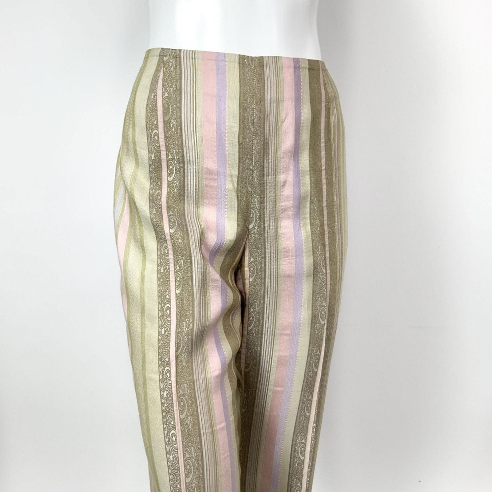 Dana Lee Dana Buchman Striped Pants MultiPastel Straight Leg Side Zip Size 34" / US 12 / IT 48 - 3 Thumbnail