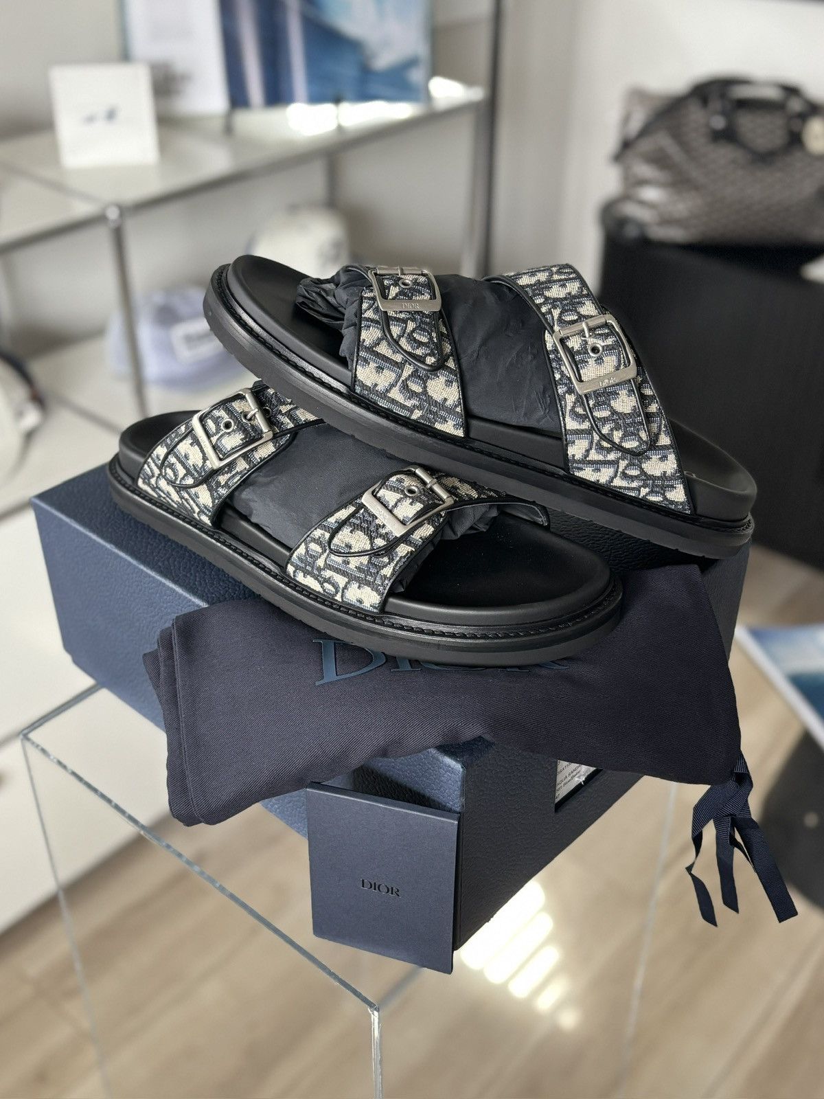 Dior DIOR | 47 | OBLIQUE LOGO SANDALS MULES Size US 14 / EU 47 - 4 Thumbnail