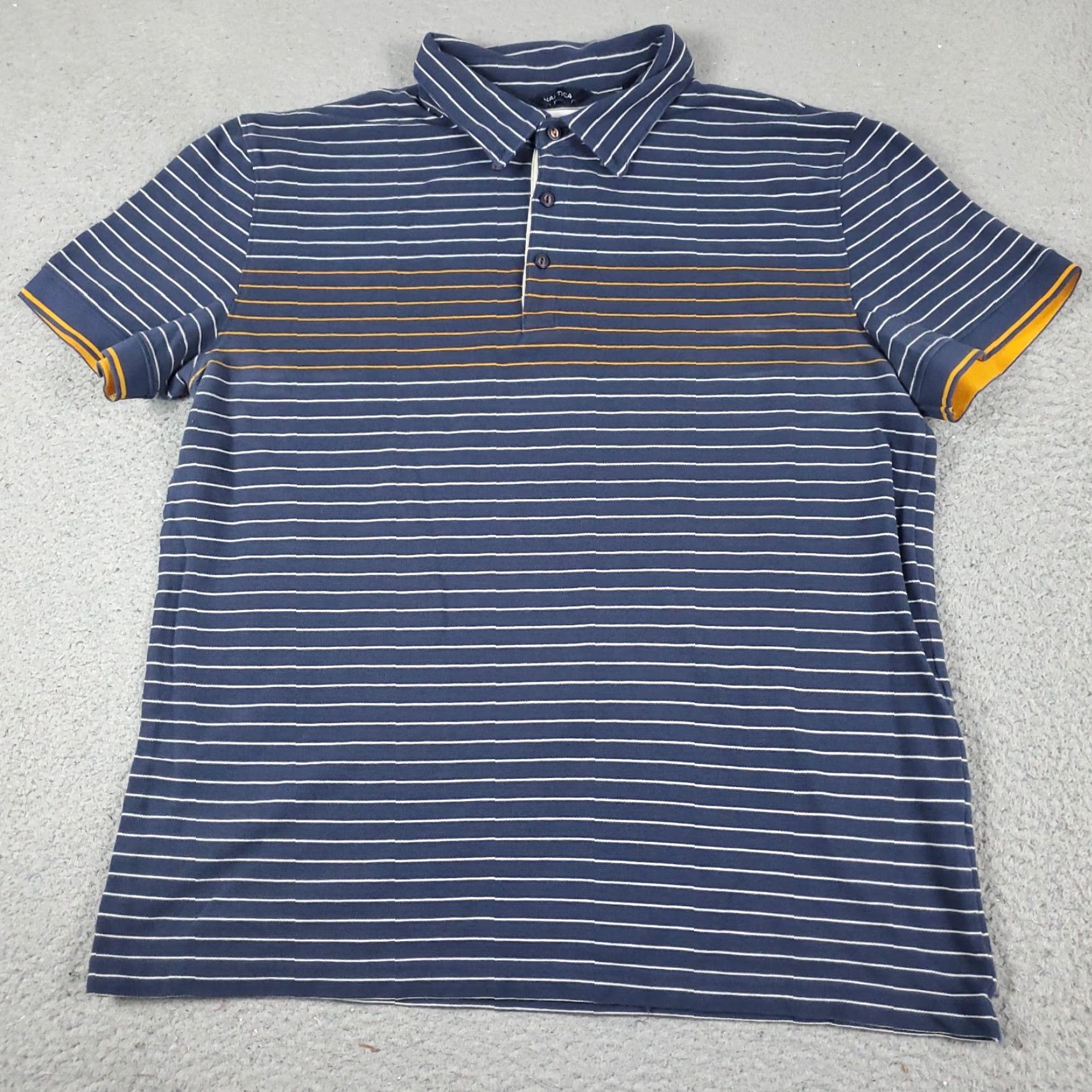 Nautica Nautica Polo Shirt Adult XL Blue White Striped Casual Short Sleeve Mens Size US XL / EU 56 / 4 - 2 Thumbnail