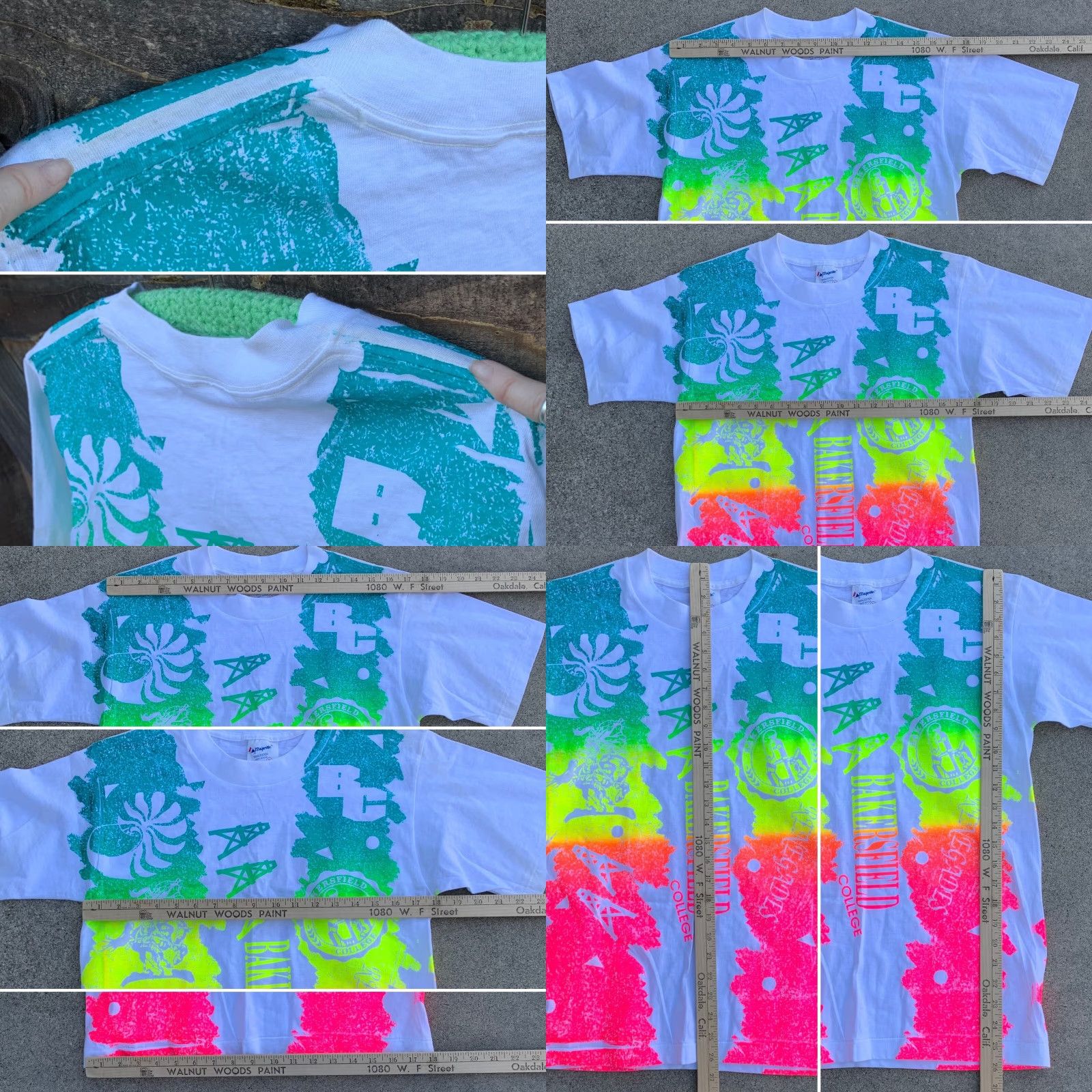Gloverall VINTAGE Bakersfield College allover print neon graphic t-shirt 80s 90s M AOP Size US M / EU 48-50 / 2 - 8 Thumbnail