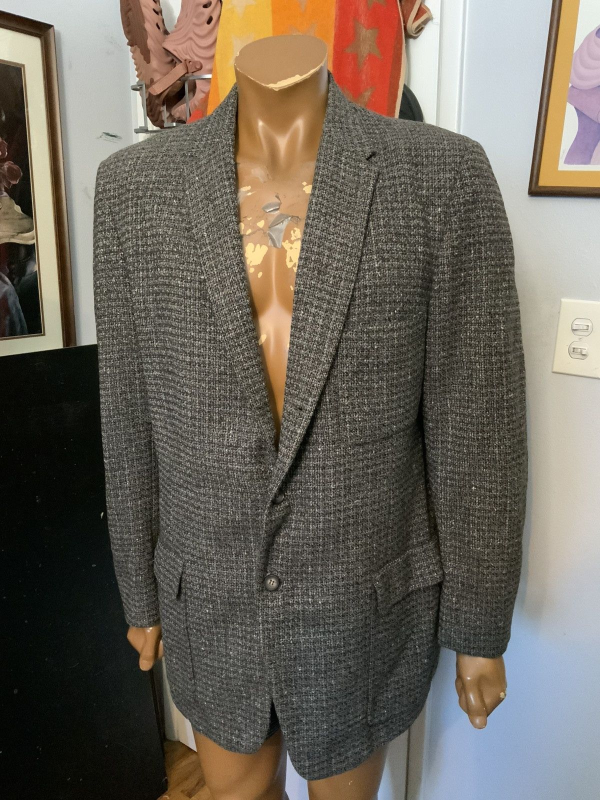 Vintage Vintage 60s Smiths Country Club Tweed Wool Blazer Jacket. Size 44L - 11 Thumbnail