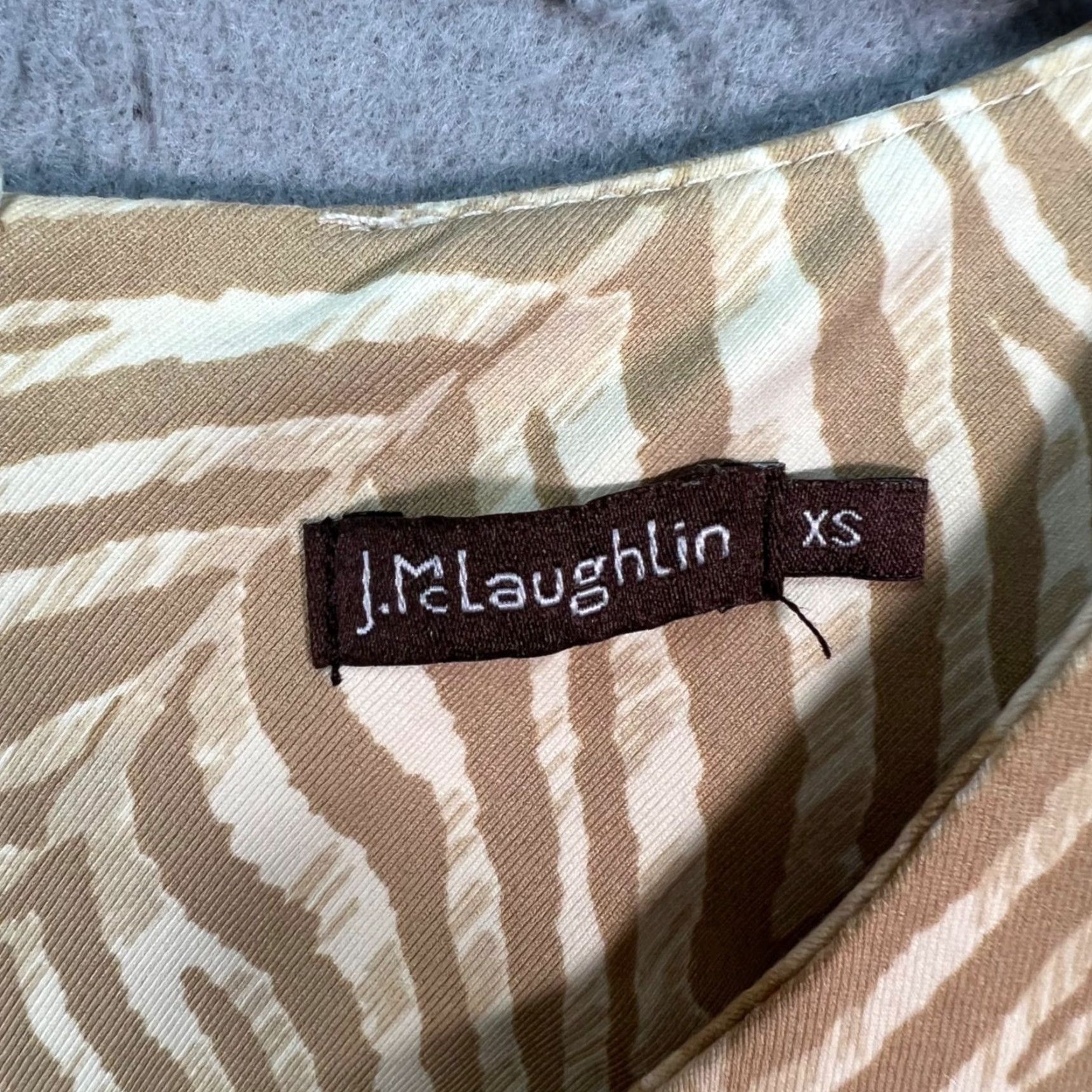 J.McLaughlin J. McLaughlin Womens XS Zebra Print Beige White Dress 3/4 Sleeves Size XS / US 0-2 / IT 36-38 - 3 Thumbnail