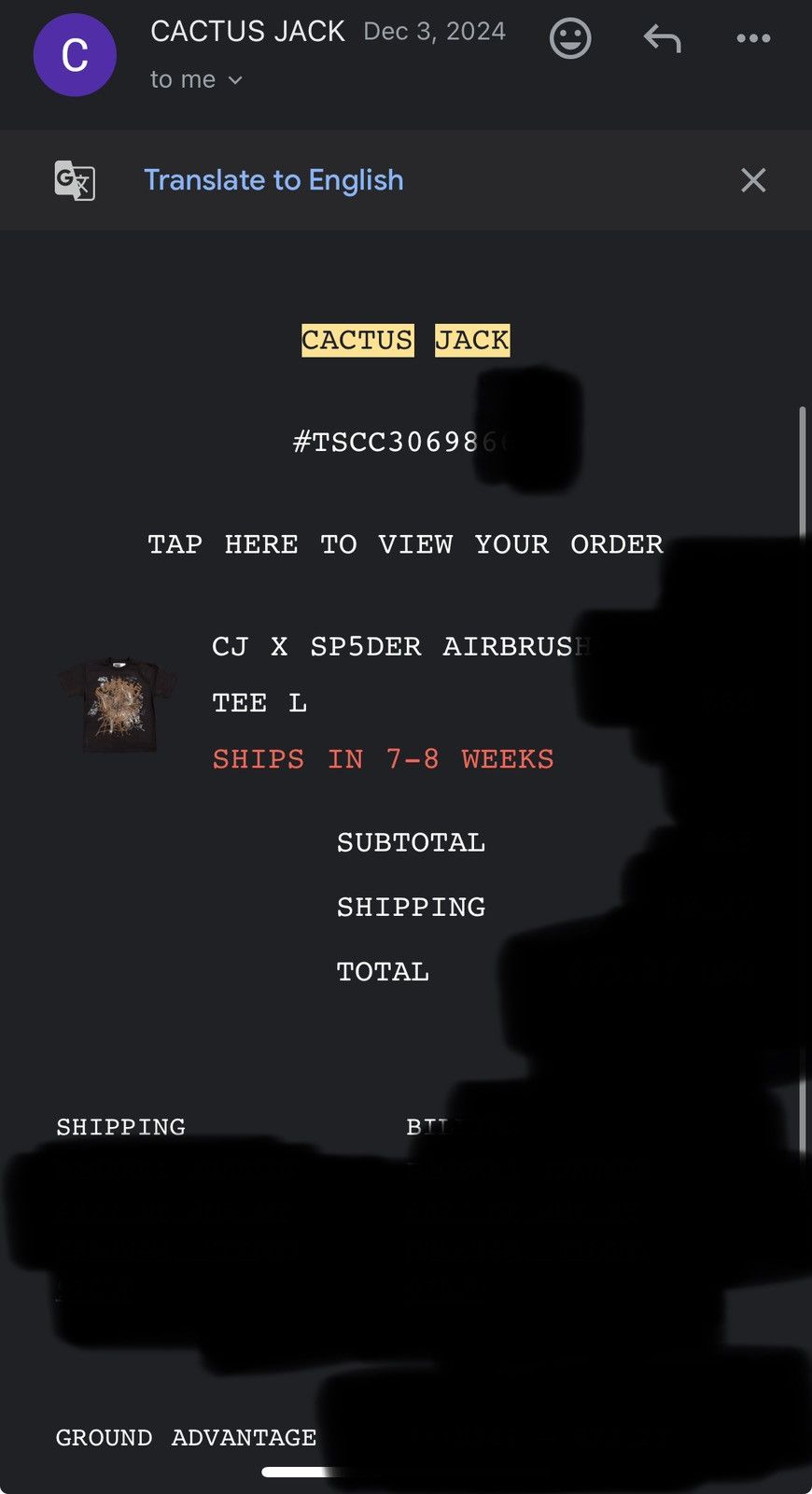 Cactus Jack X Sp5der COMPLEX CON T SHIRT.