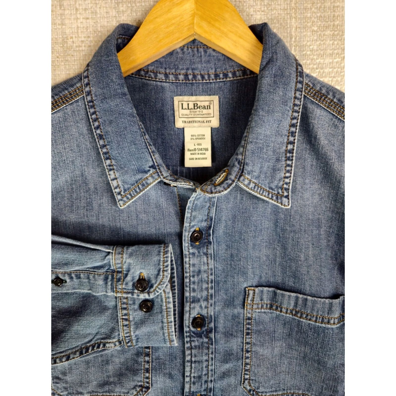 Vintage .L. Bean Denim Work Shirt Large Blue Size US L / EU 52-54 / 3 - 4 Thumbnail
