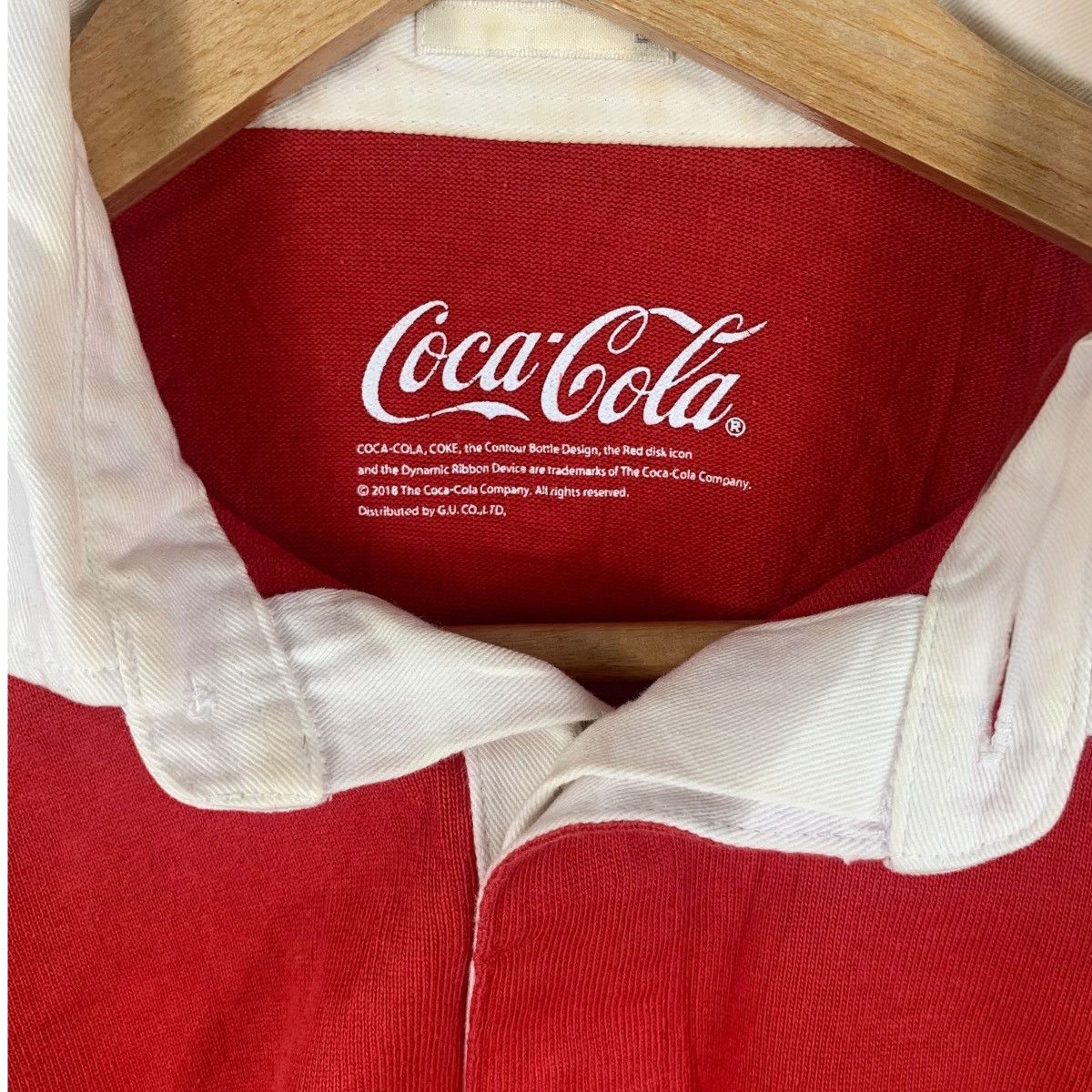 Coca Cola GU x COCA COLA CLASSIC Logo Rugby Polo Tee Shirt Size US L / EU 52-54 / 3 - 3 Thumbnail