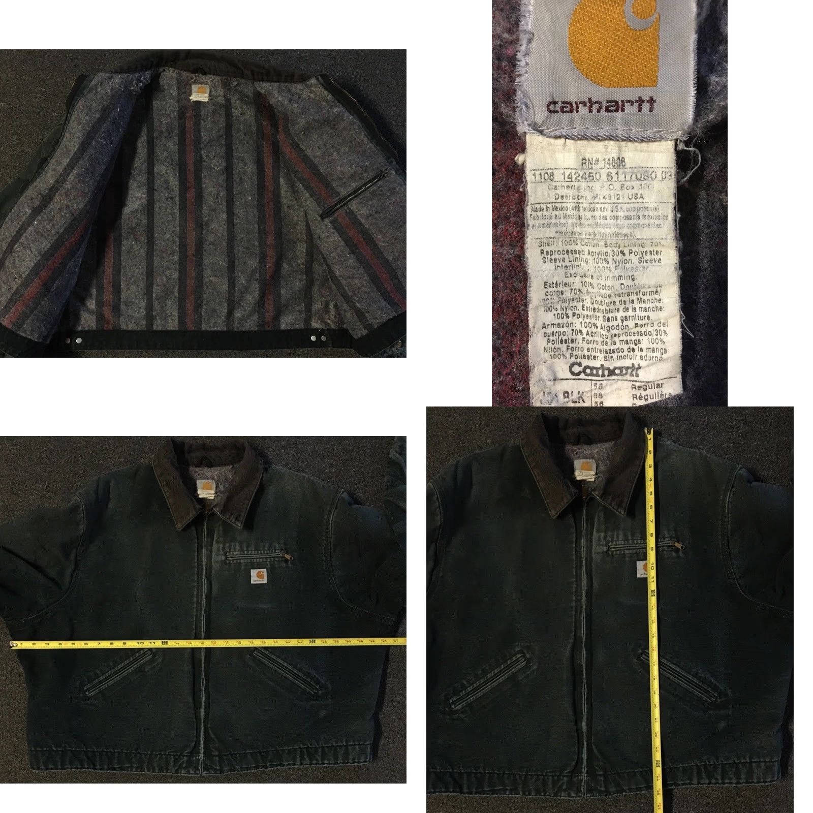 Carhartt VINTAGE Carhartt Jacket Detroit J01 Boxy Distressed 56 90s Grunge Trucker Motorcycle Biker Black Canvas Men Größe? (Note: must avoid adding new info) Size US XL / EU 56 / 4 - 10 Thumbnail