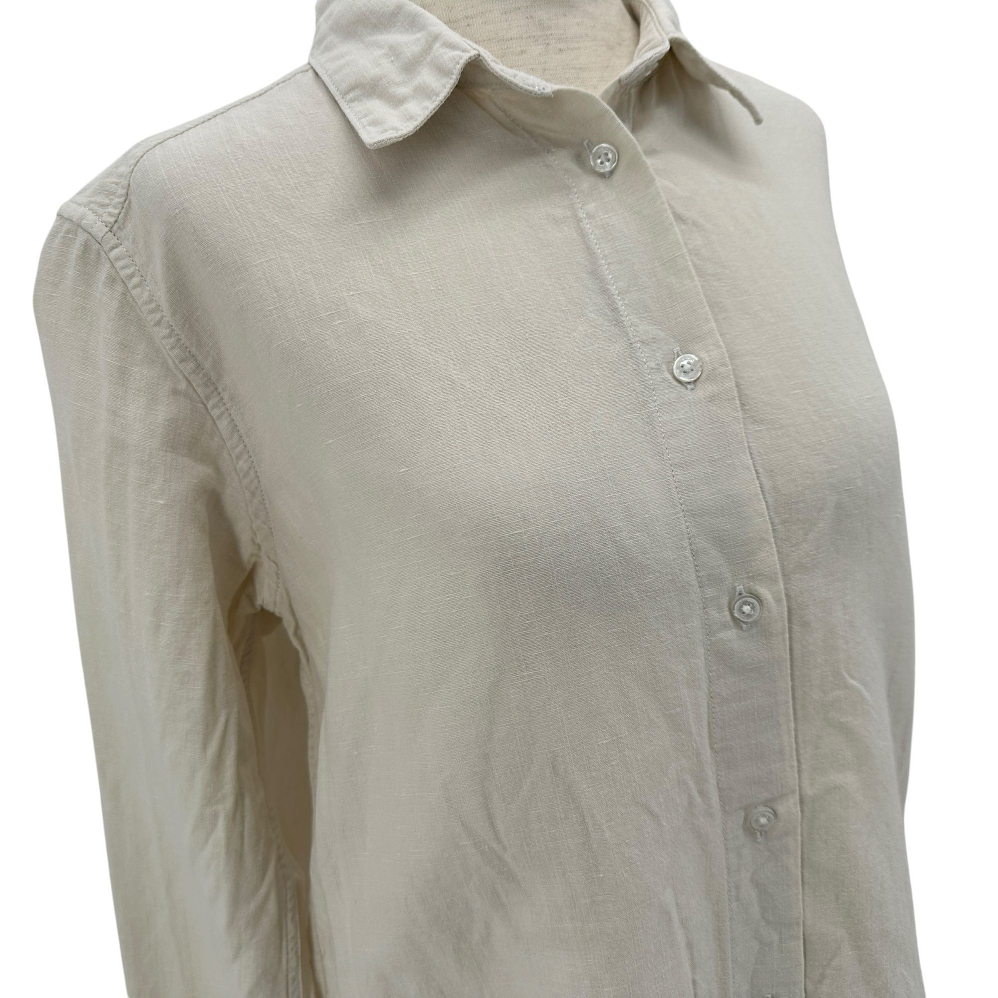 Superdry Superdry Studios Womens 4 Top Linen Blend Ivory Long Sleeve Size S / US 4 / IT 40 - 2 Thumbnail