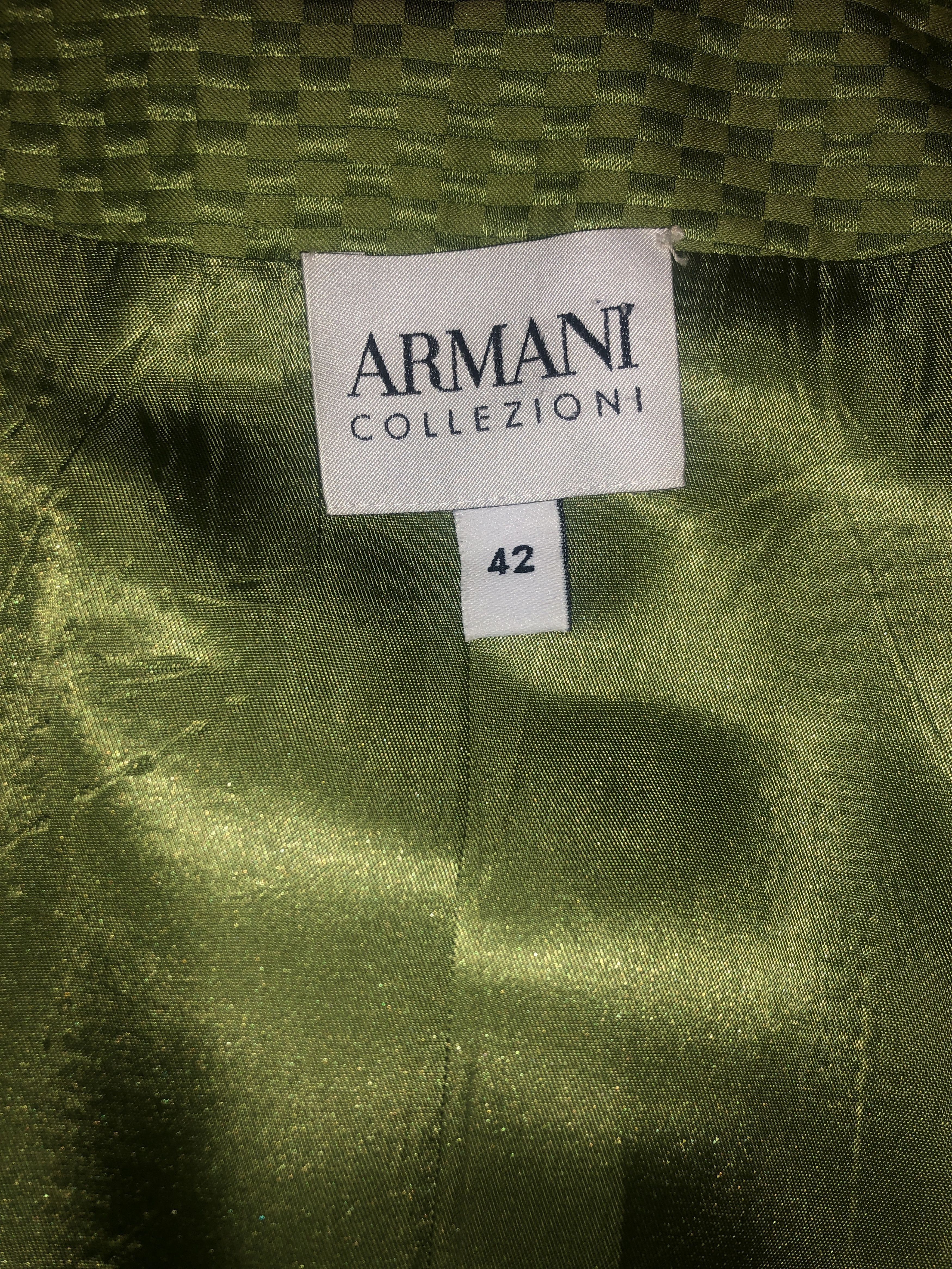 Giorgio Armani Green Silk Textured Fabric Blazer Size M / US 6-8 / IT 42-44 - 5 Thumbnail