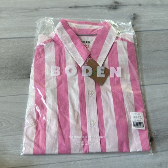 Boden BODEN Sienna Cotton ShirtPink Rose Wide Stripe size 12R NWT Size XL / US 12-14 / IT 48-50 - 7 Thumbnail