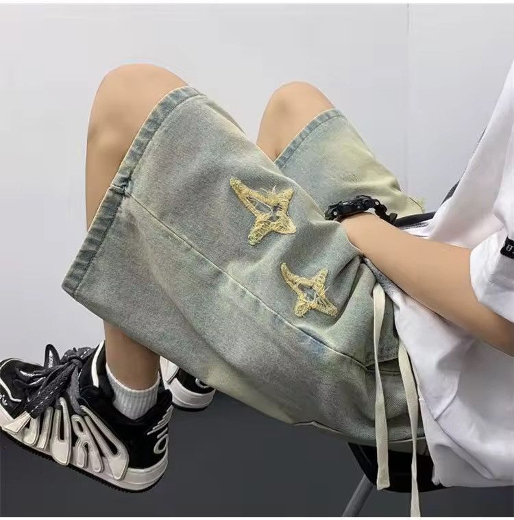 Japanese Brand Washed Designer Distressed Light Blue Shorts y2k Size US 31 - 6 Thumbnail