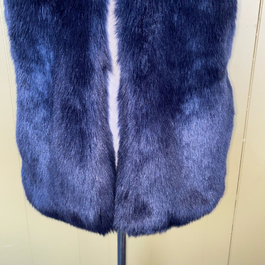 Other A New Day women S open front sleeveless faux fur jacket navy Size S / US 4 / IT 40 - 12 Thumbnail