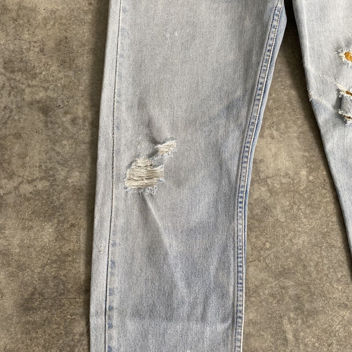 Levi's Vintage 90’s Levis 505 Sashiko Boro Light Blue Remark Jeans Size US 29 - 6 Thumbnail