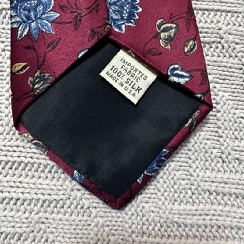 Other Vintage Peters & Ashley burgundy and blue floral silk tie Size ONE SIZE - 4 Thumbnail