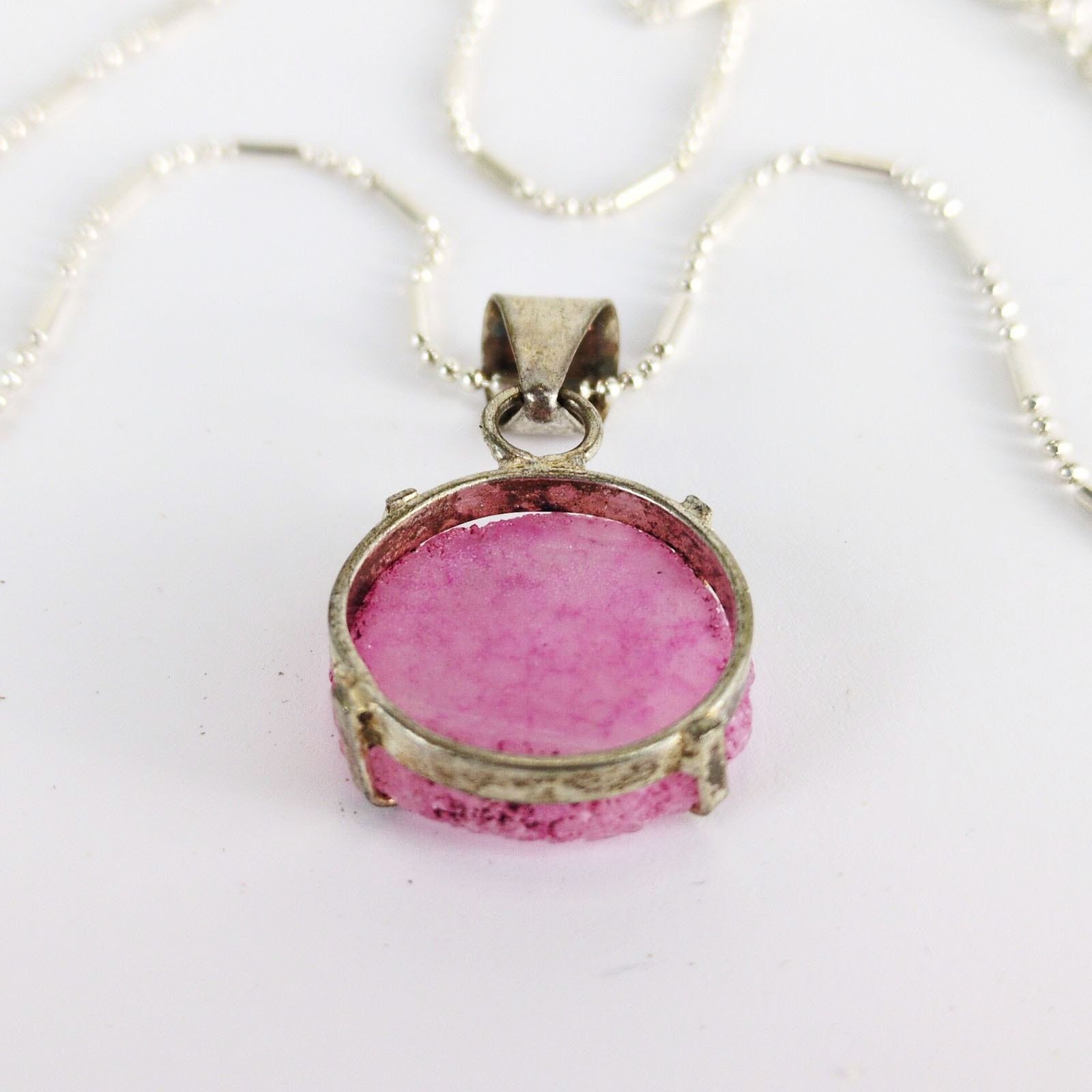 Other 925 Sterling Silver 18" Chain Necklace Pink Agate Pendant Size ONE SIZE - 5 Thumbnail