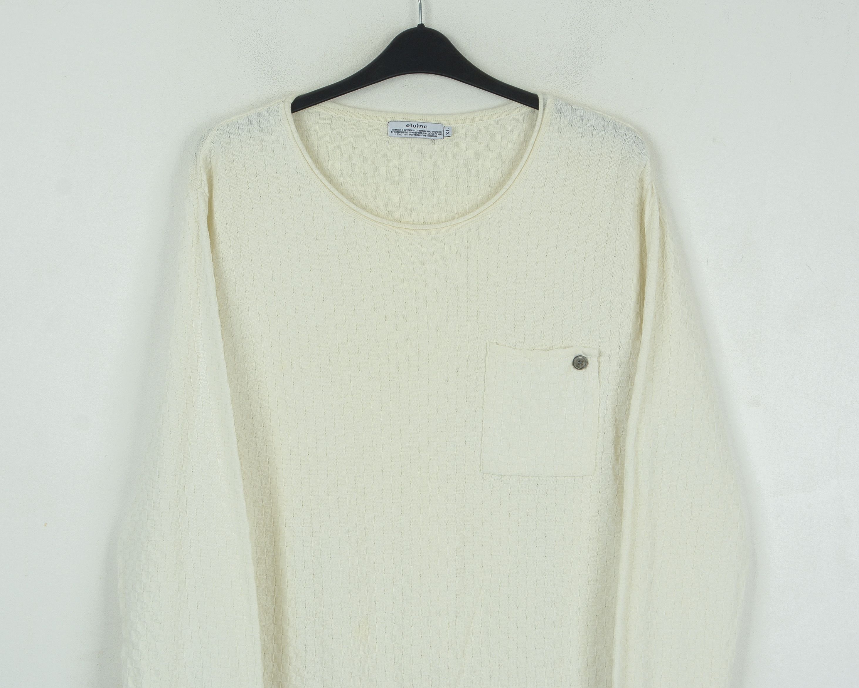 ELVINE Knit Sweater XL White Cotton Jumper Pullover Sweatshirt Size US XL / EU 56 / 4 - 5 Thumbnail