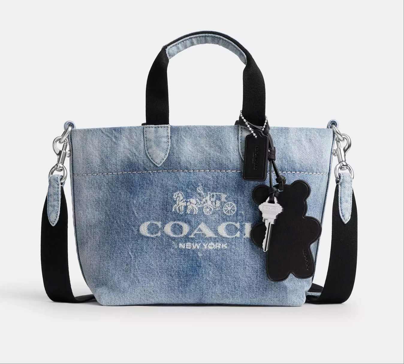 Coach NWT COACH Mini Tour Tote Bag In Loved Denim CEB33 Size ONE SIZE - 7 Thumbnail