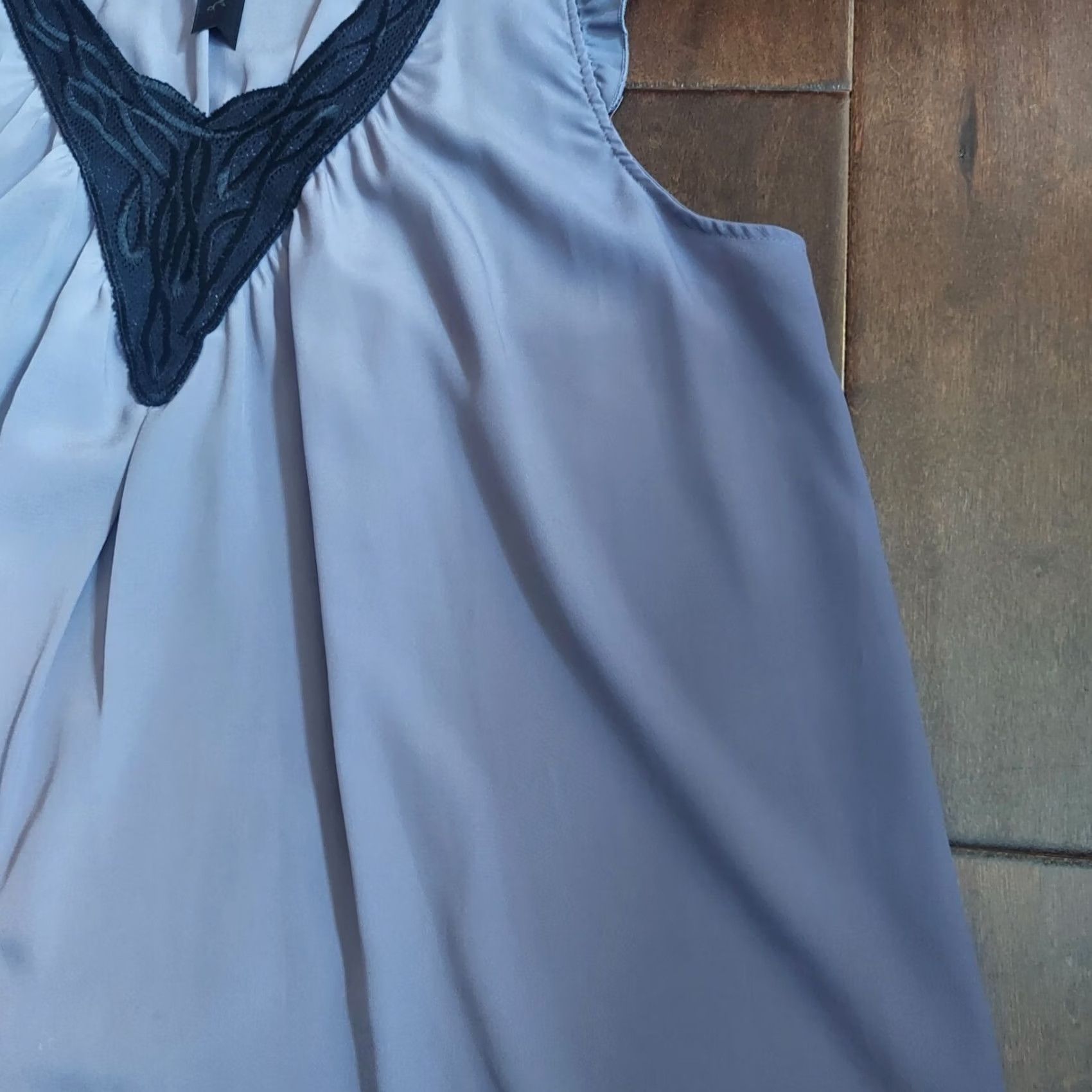 Brandblack Petticoat Alley Blouse - Blue Black Ruffle Sleeveless, L, Women, Polyester, Basic, Size L, Pre-owned, (Petticoat Alley) Size L / US 10 / IT 46 - 6 Thumbnail