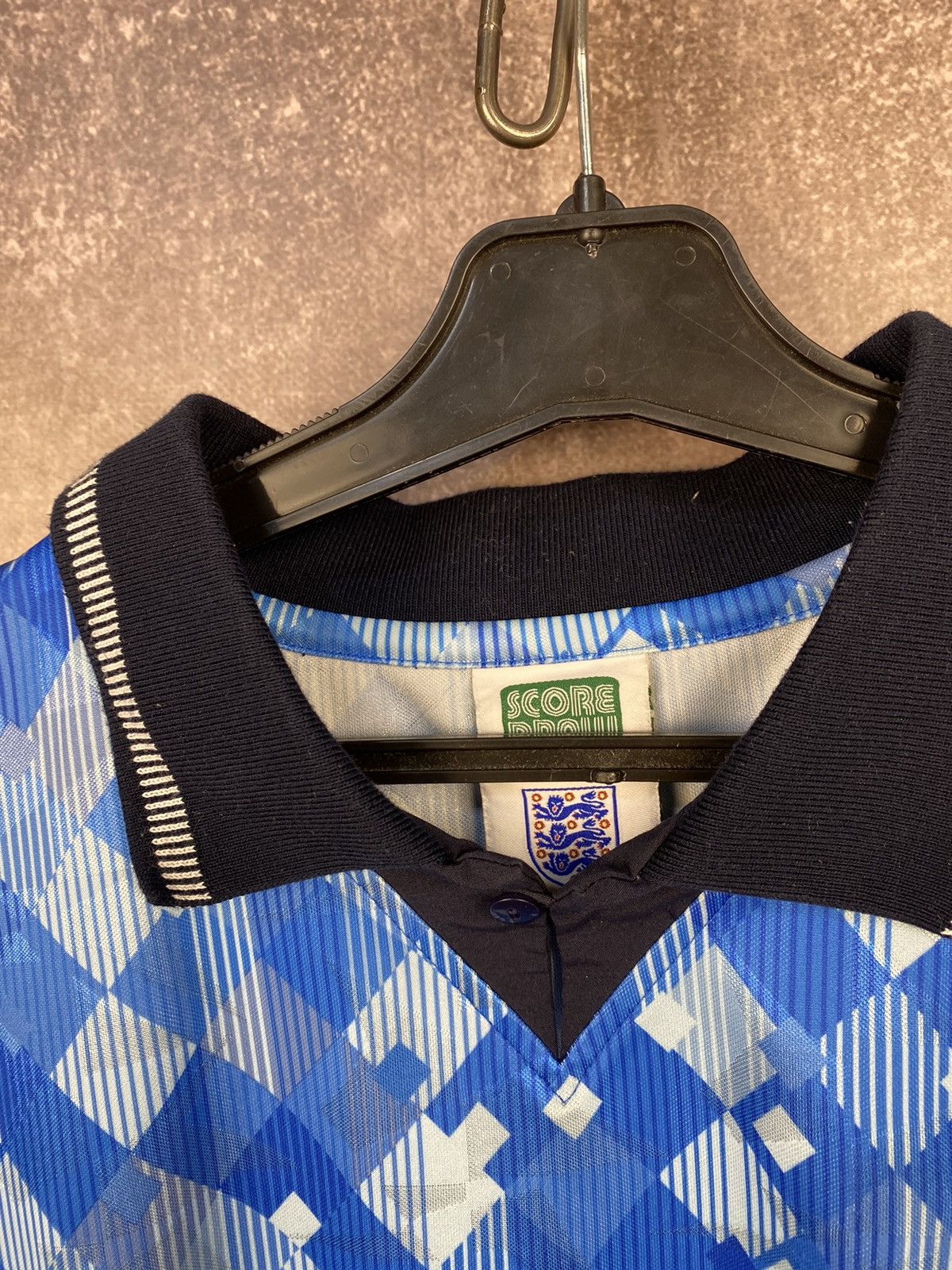 Vintage Vintage 90s England Score Draw Blue Jersey rare Size US L / EU 52-54 / 3 - 5 Thumbnail