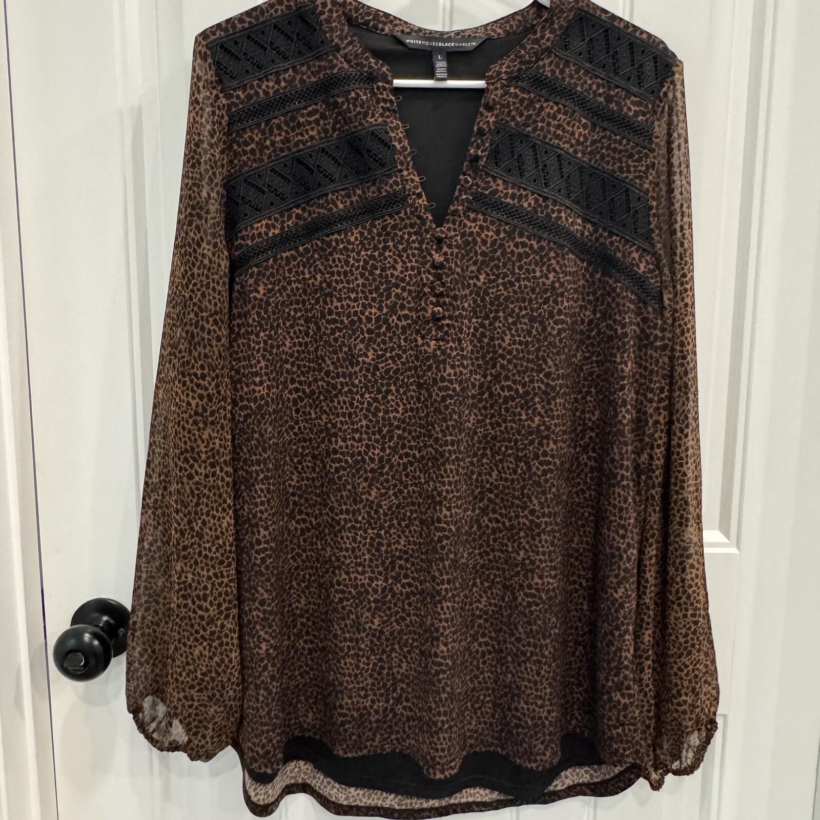 Other White House BM Large Leopard Print Blouse Size L / US 10 / IT 46 - 2 Thumbnail