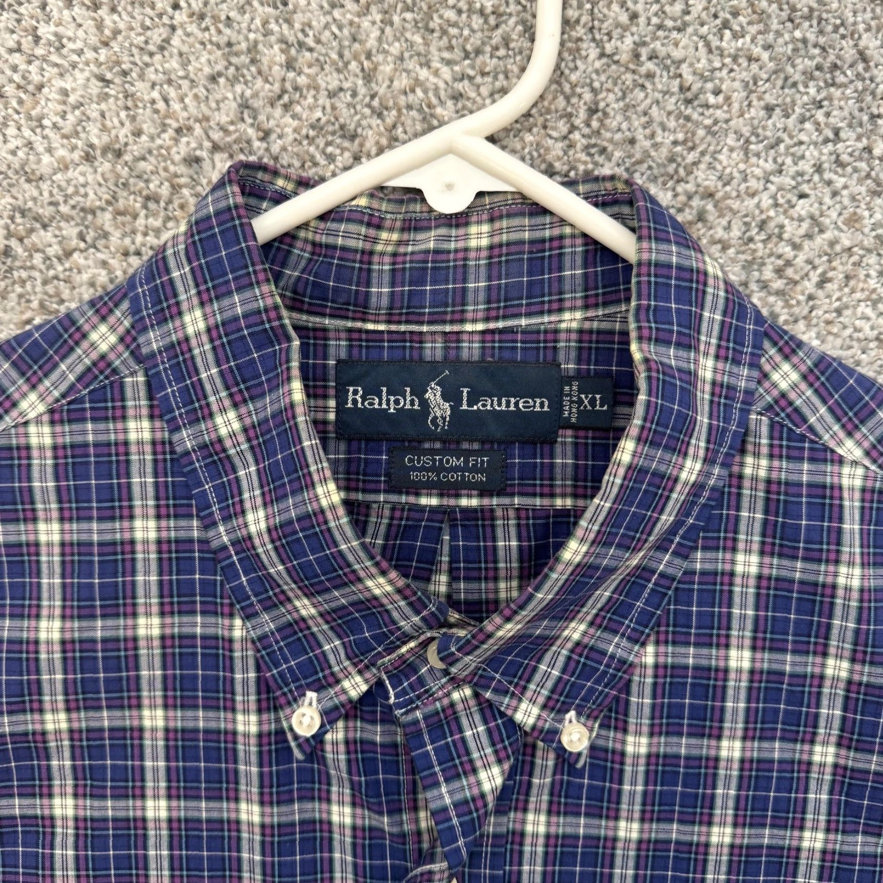 Ralph Lauren VINTAGE Ralph Lauren Shirt XL Blue Purple Plaid Button-Down Long Sleeve Custom Fit Mens Size US XL / EU 56 / 4 - 4 Thumbnail