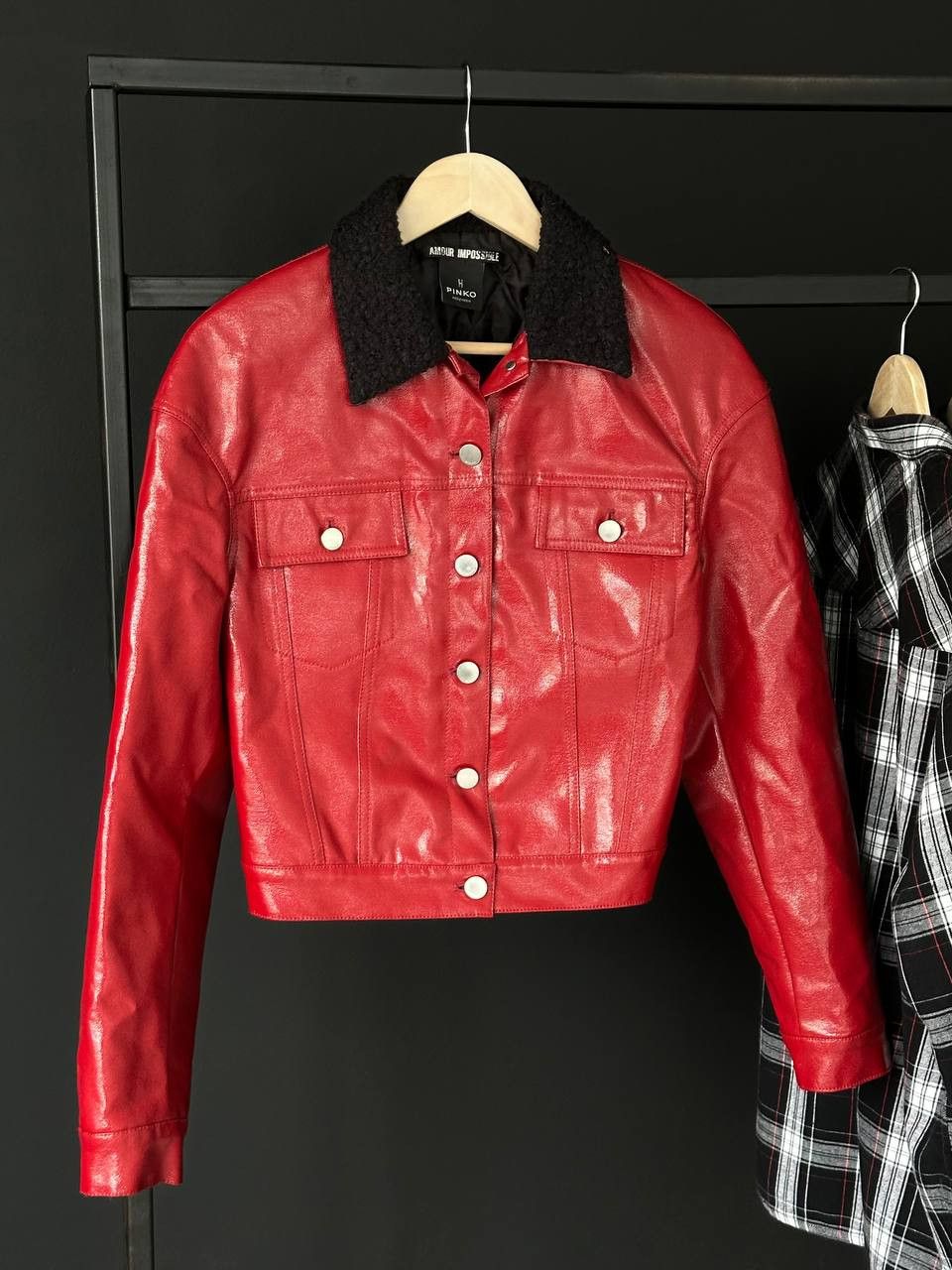 Pinko Pinko Red Shine Fur Trim Cropped Jacket Made In Italy Size S / US 4 / IT 40 - 3 Thumbnail