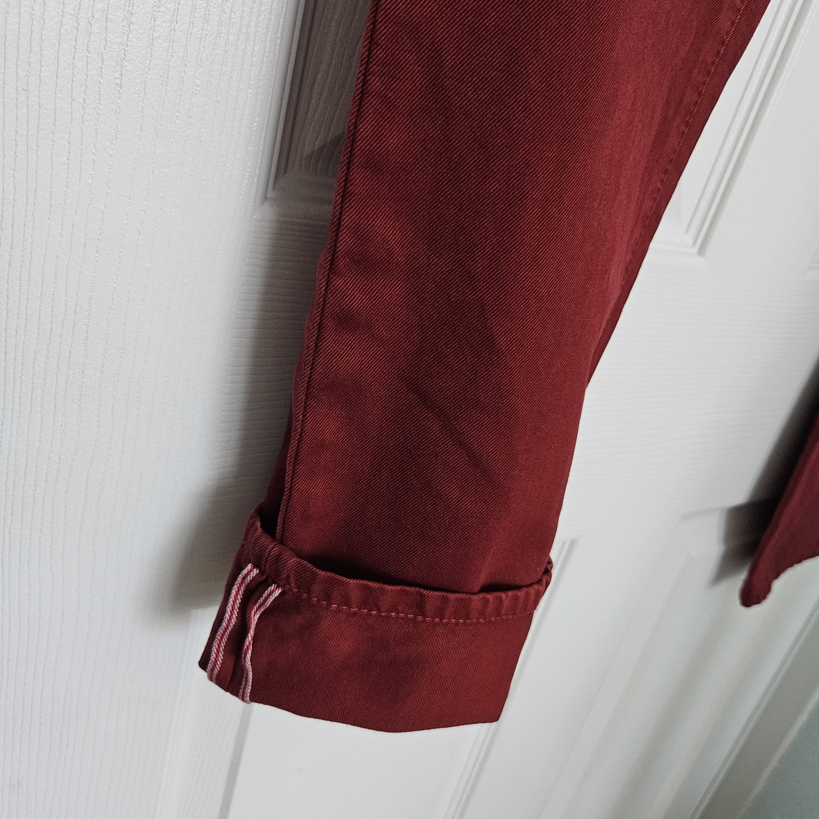 Isaia Isaia Burgundy 5-Pocket Cotton Jeans – Size 32 (48 EU) Size US 32 / EU 48 - 6 Thumbnail