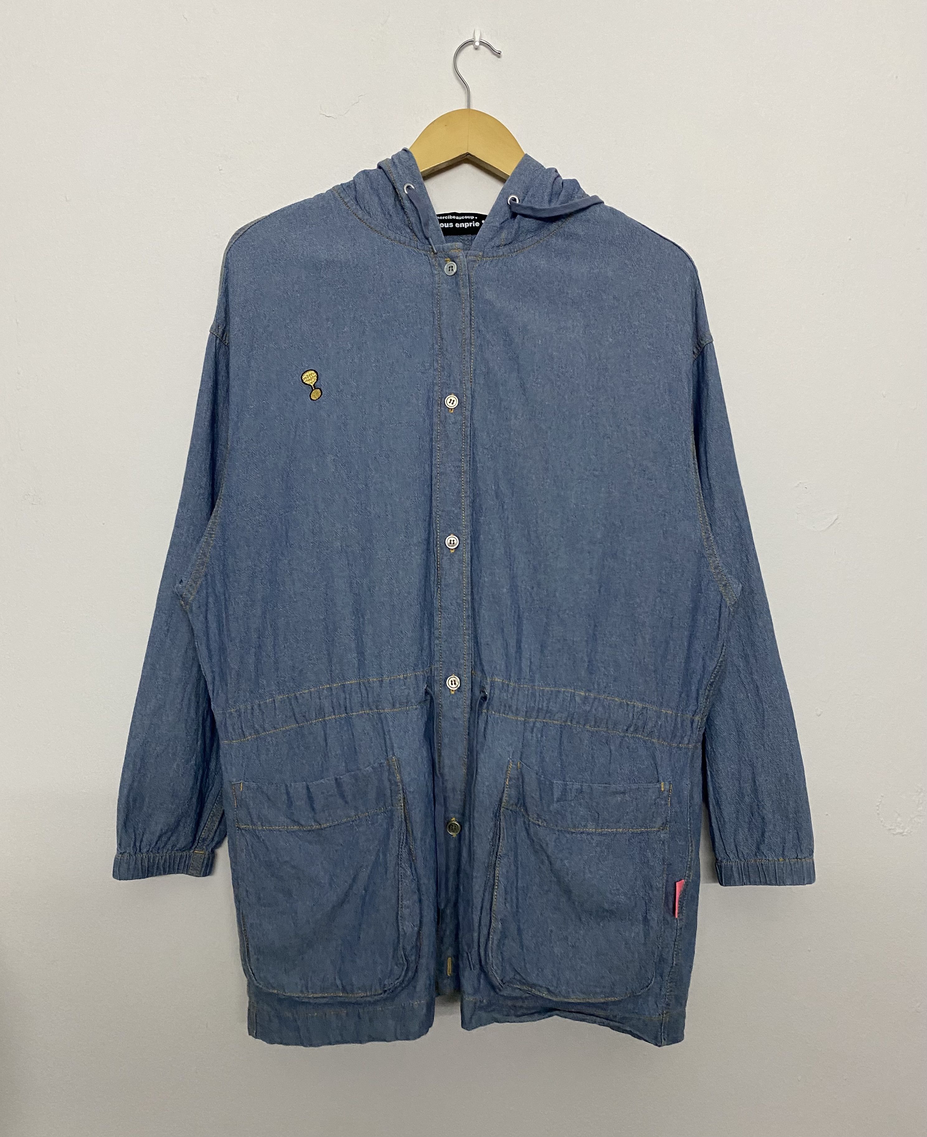 Issey Miyake VTG Mercibeaucoup Je Vous Enprie Denim Hooded Jacket Parka Size L / US 10 / IT 46 - 1 Thumbnail